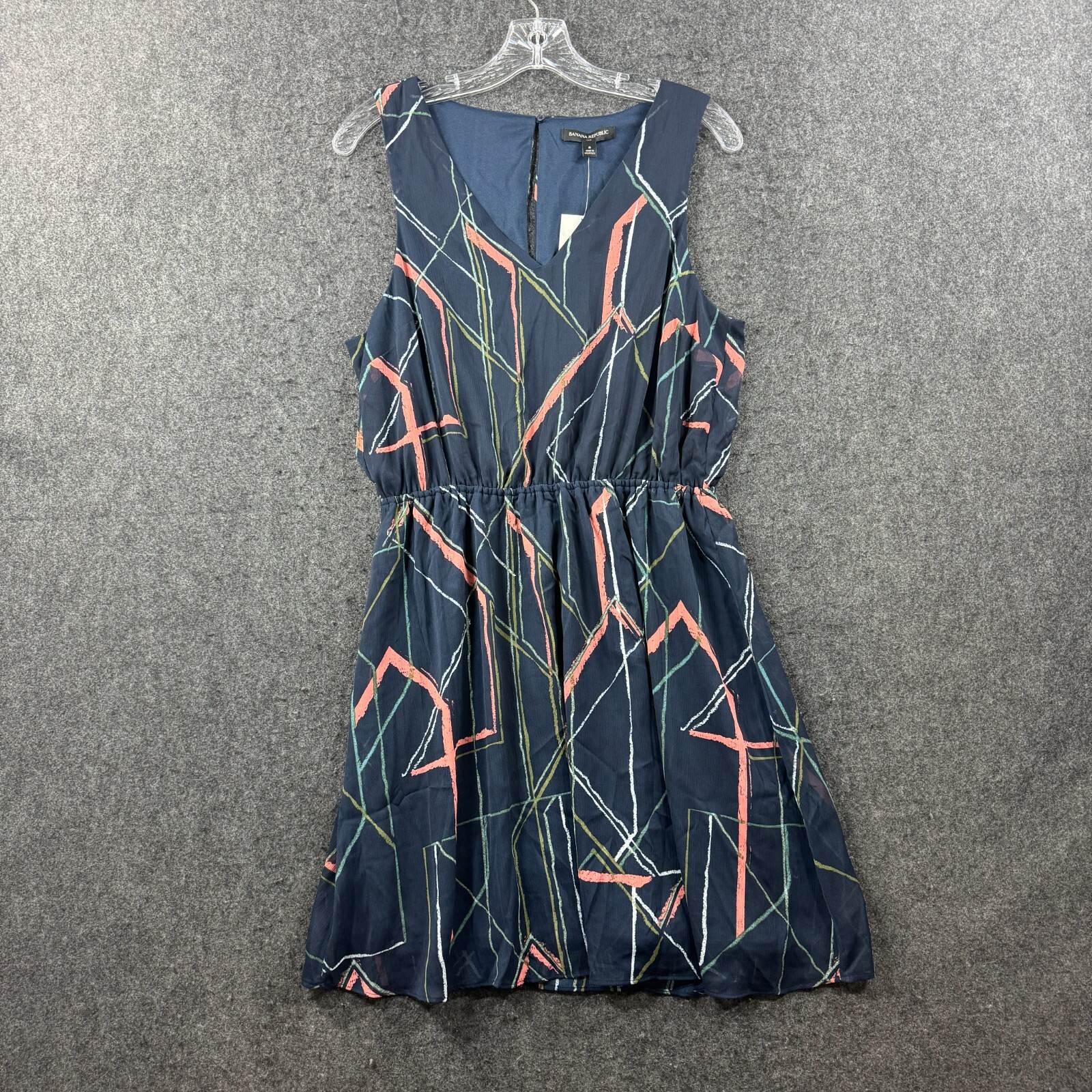 Banana Republic Dress Women’s 8 Navy Blue Printed Cut Out Lined