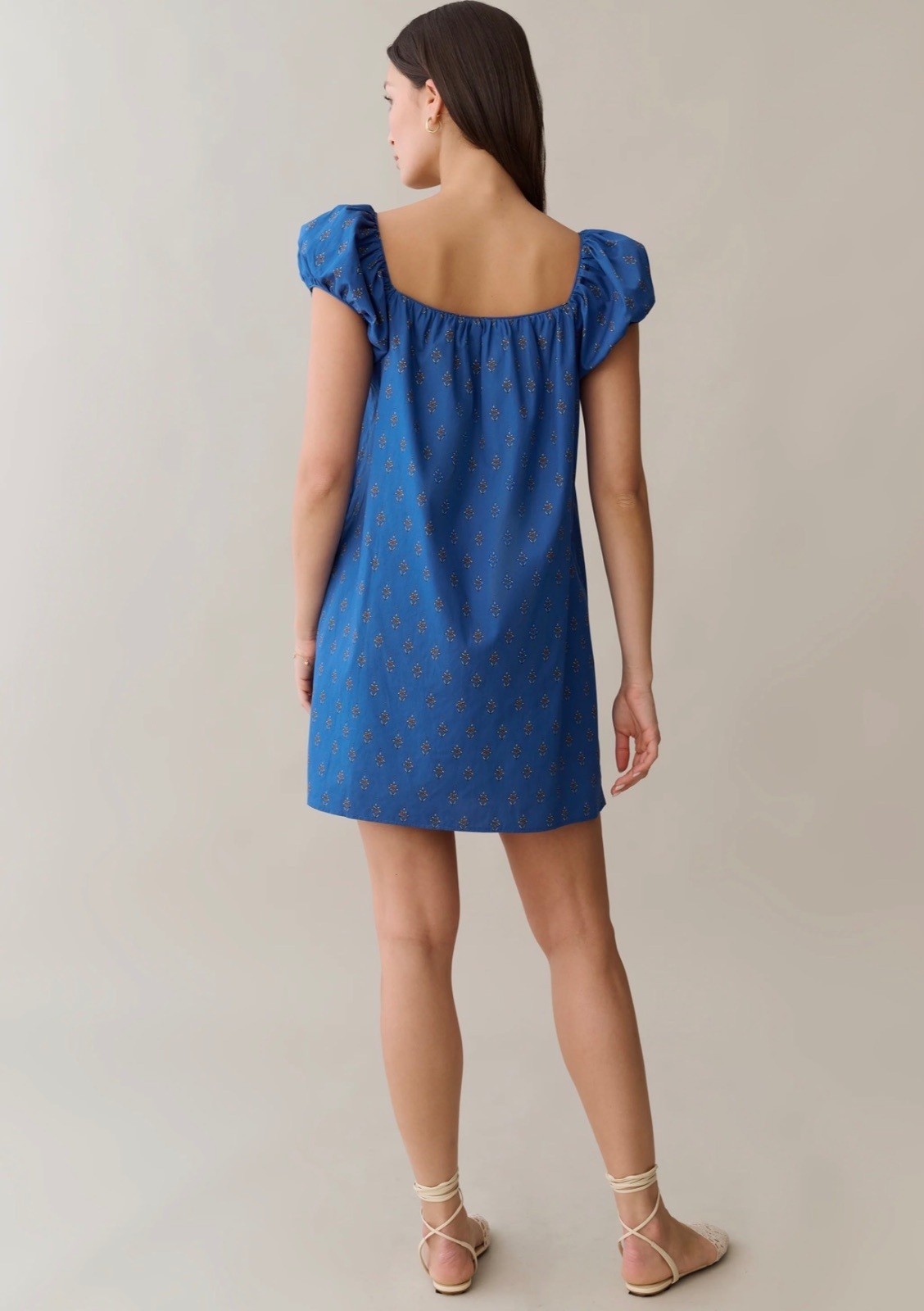 Few Moda Kourt Nya Cotton Relaxed Mini Shift Dress Size Small Blue Bijou