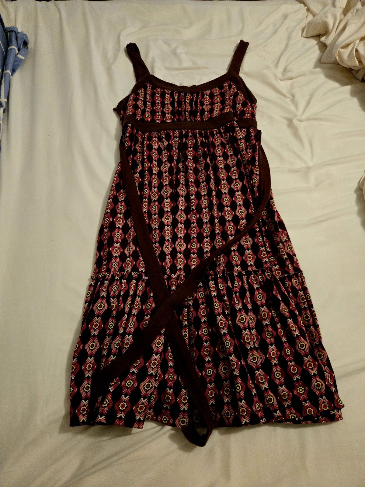 Energie Pink And Brown Pattern Sun Dress For Casual Wear For Women