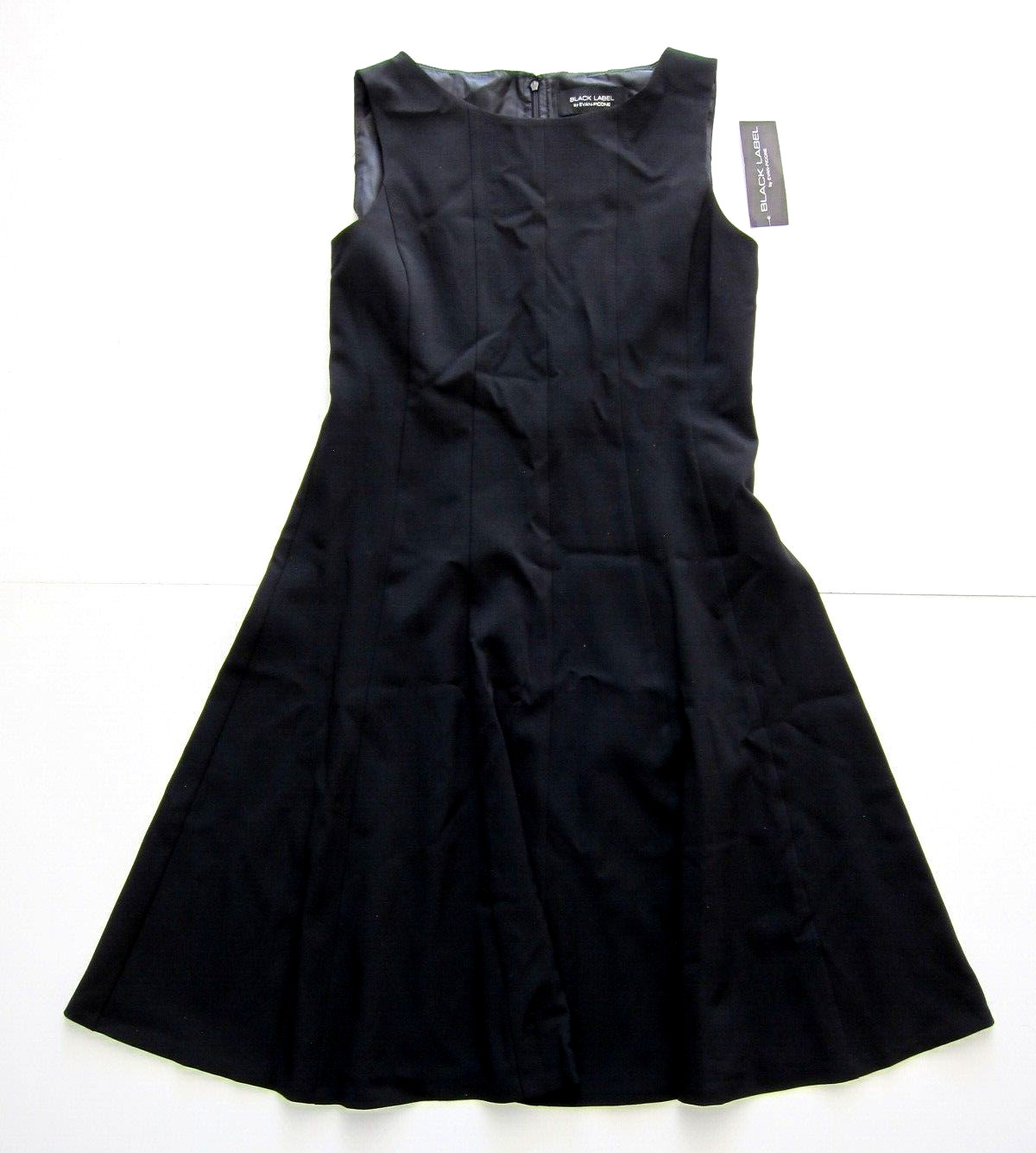 NWT Evan Picone Black Label Classic Black Sleeveless Tunic Sheath Shift Dress 6