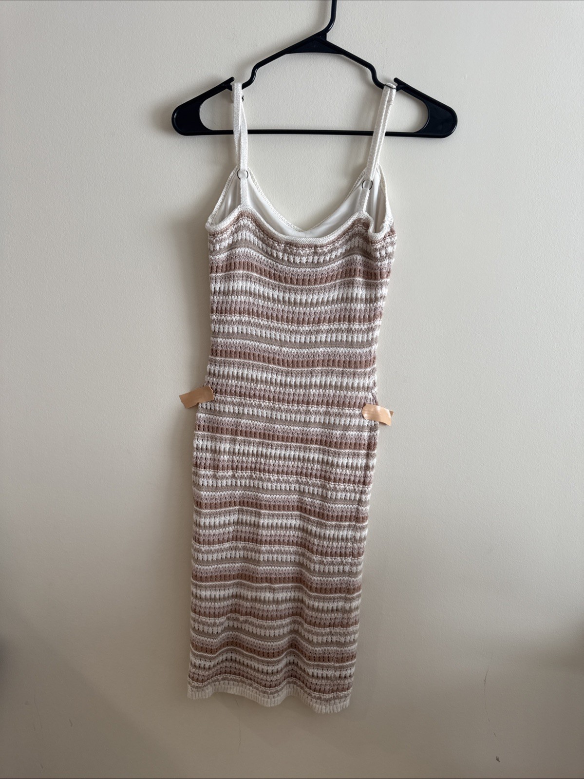 Olive + Oak Striped Knit Midi Tank Dress XS Acrylic Polyester Brown Pink