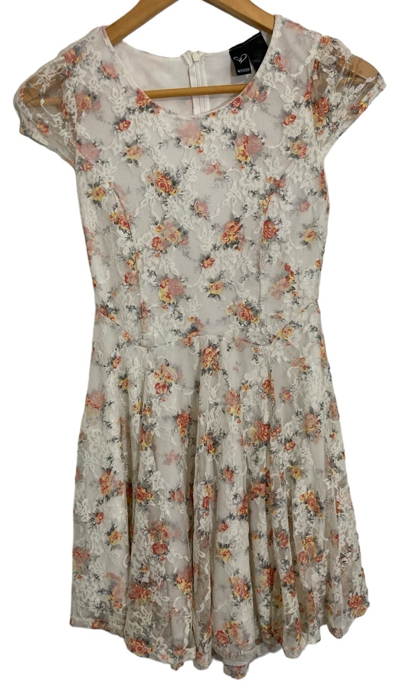 Windsor Dress Women’s Small Floral Lace Zip Lined Prairie Country