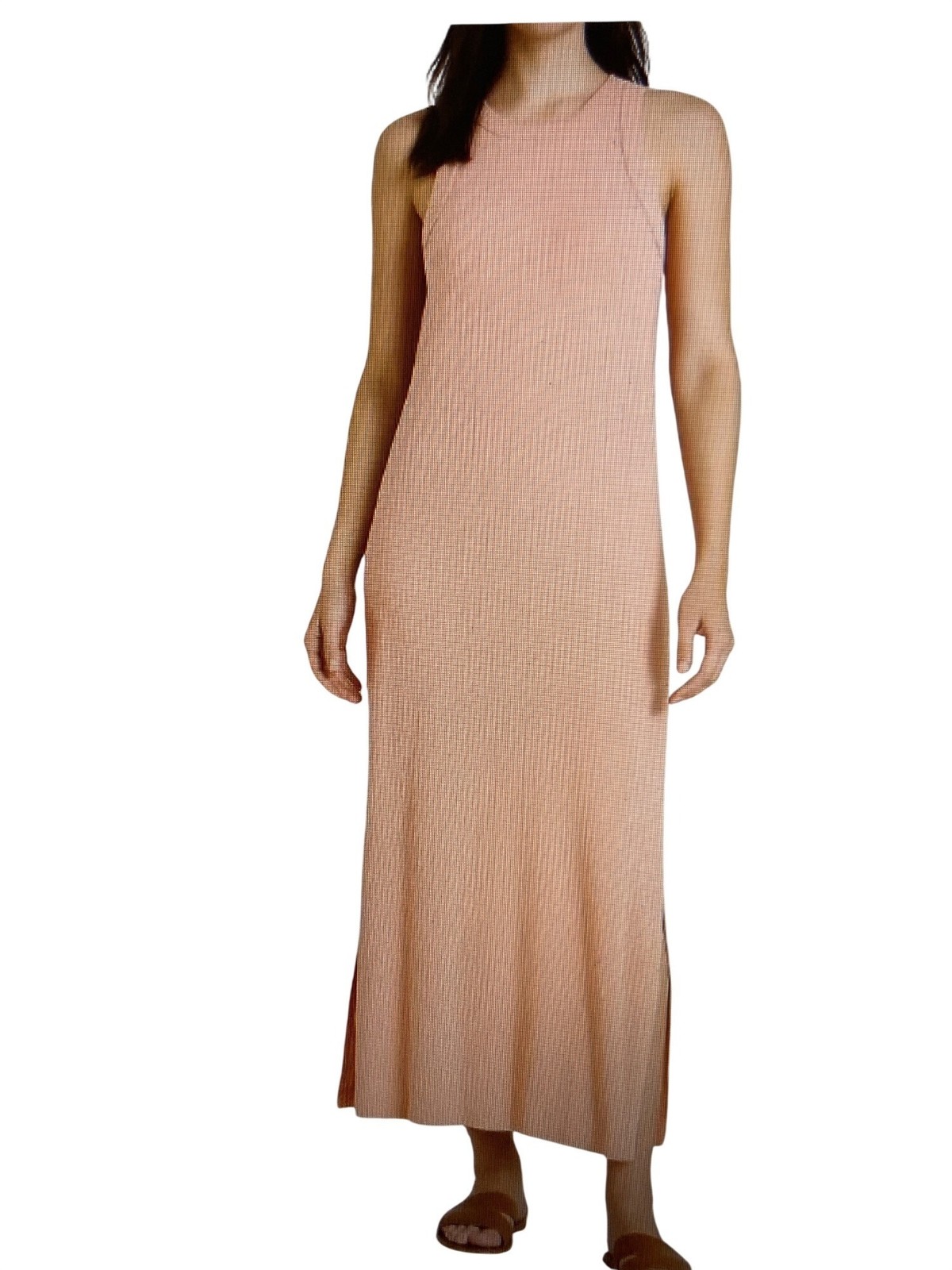 Ophelia Roe Peach Tank Long Ribbed Slit Maxi Dress NWT