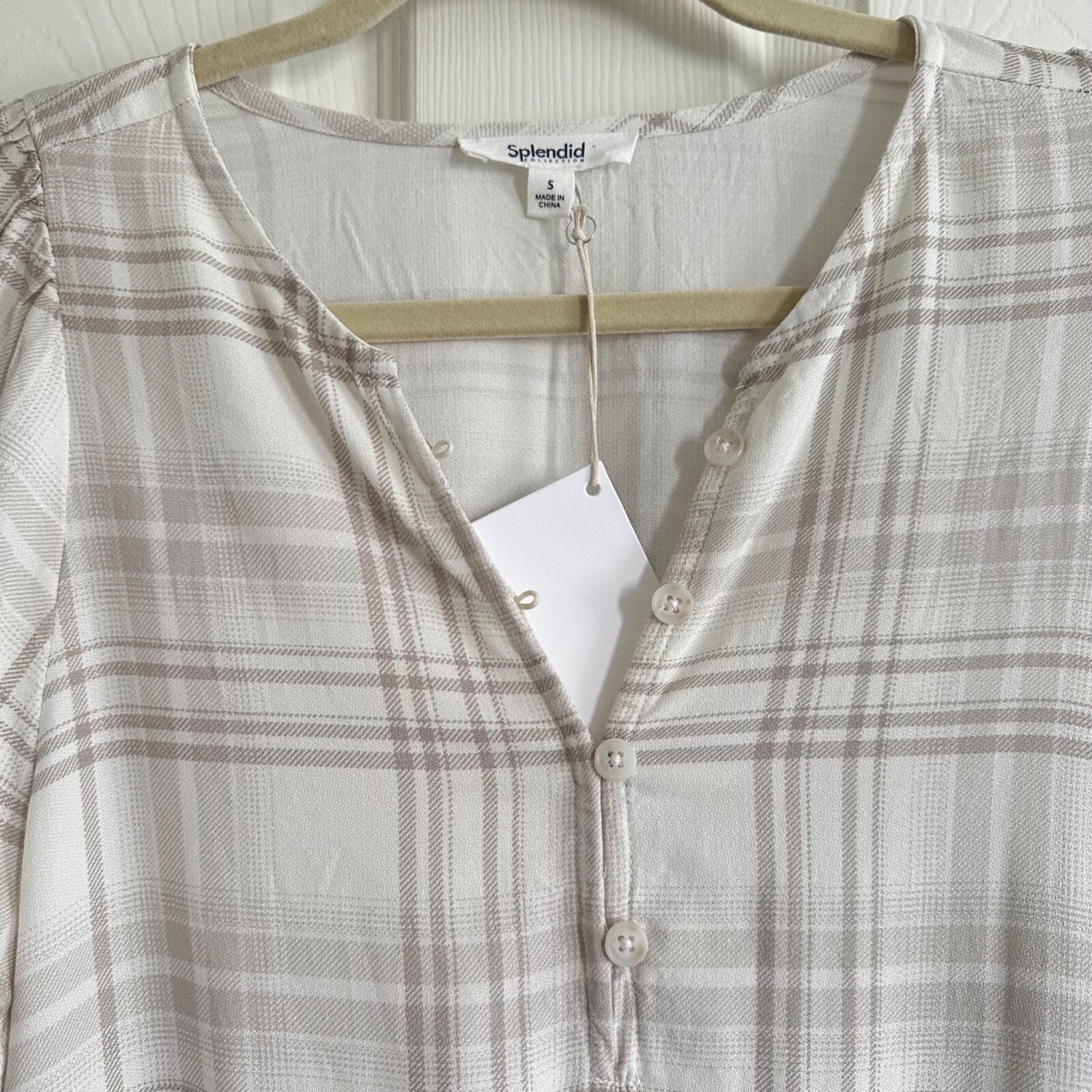 Splendid Plaid Sutton Button Front Drawstring Waist Dress Size Small NWT