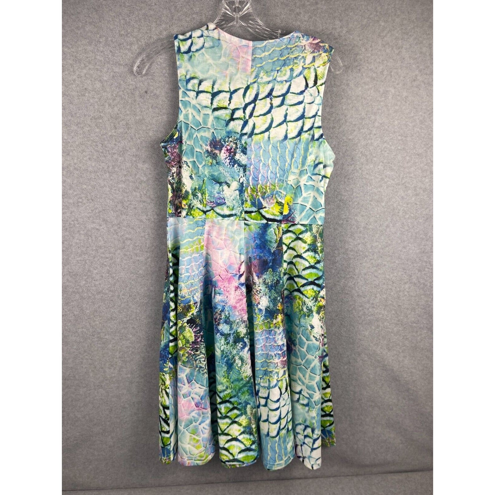 Smash Snake Print Sleeveless Bodycon A-Line Dress Size S Green Blue