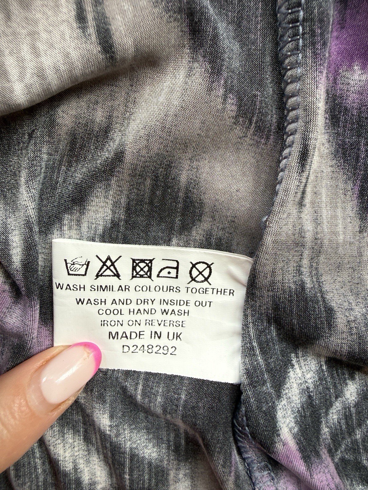 Linea Grey Purple Abstract Knot Front Long Sleeve Maxi Dress UK18 Occasion Party