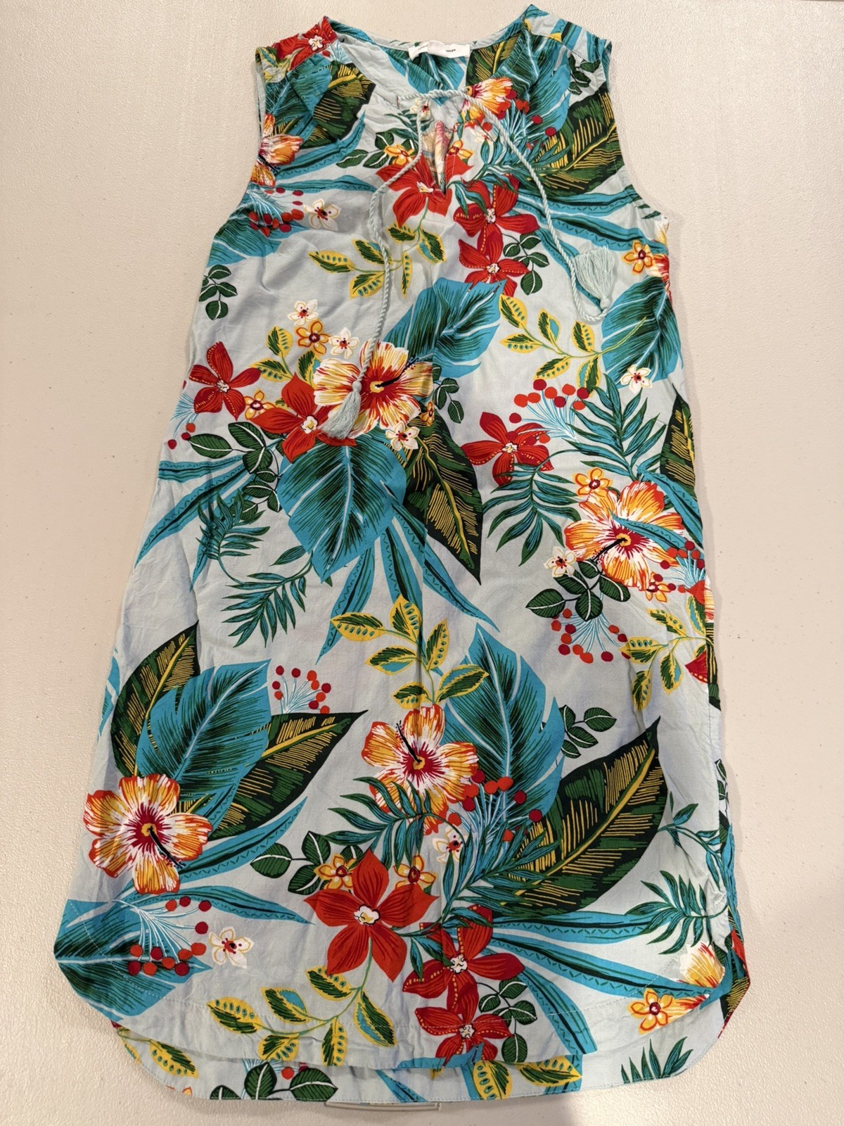 Hawaiian Print Luau Summer Shift Dress Size XS Beach Lunch Lounge