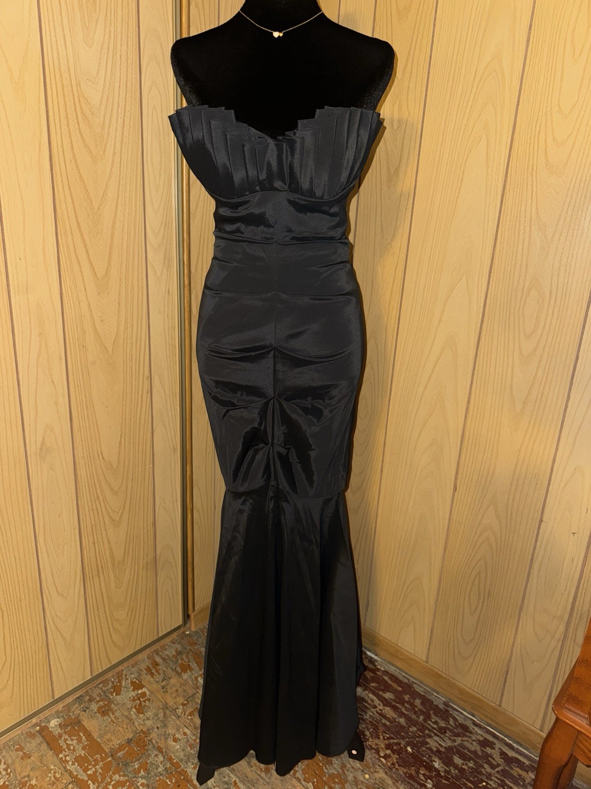 Cache Black Satin Mermaid Gown | Strapless Formal Dress | Vintage Y2K Glam