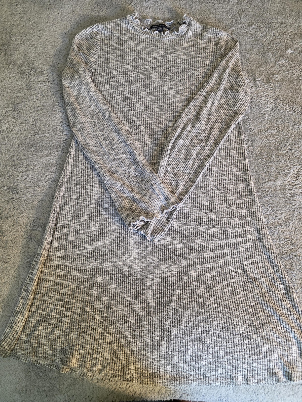 Womens Large Dress Grey Ribbed Long Sleeve Mock Neck American Eagle Outfitters