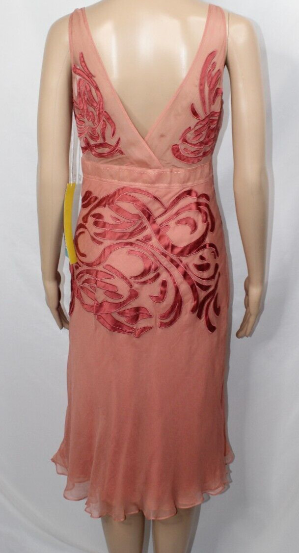 Catherine Malandrino Pink Primrose Silk Dress V Neck Sleeveless Geometric NWT 8