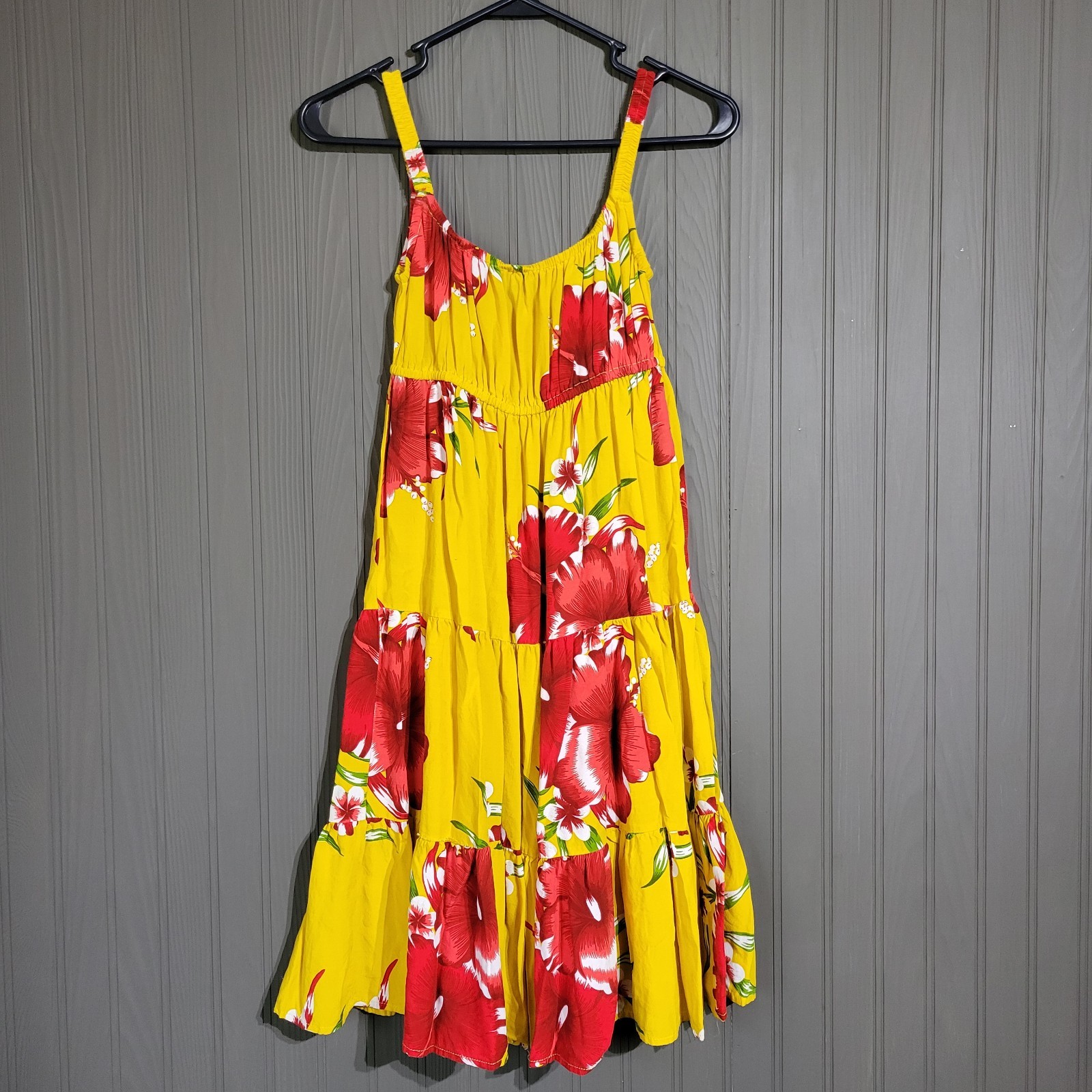 Aloha Fashion Hawaiian Fashion Dress Floral Print Yellow Women’s One Size S/M