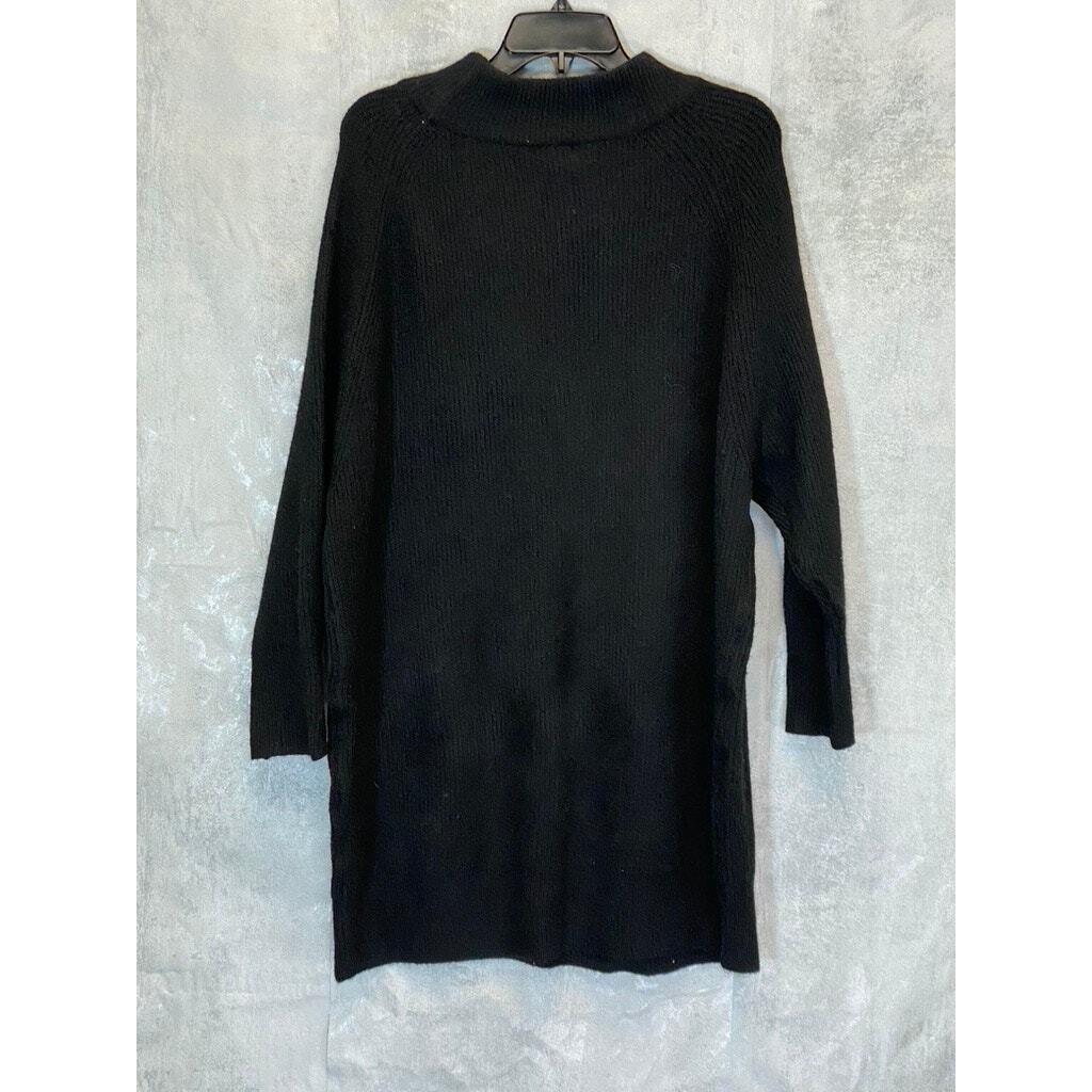 TOPSHOP Women’s Solid Black Crewneck Knit Mini Sweater Dress SZ 8-10 (M)