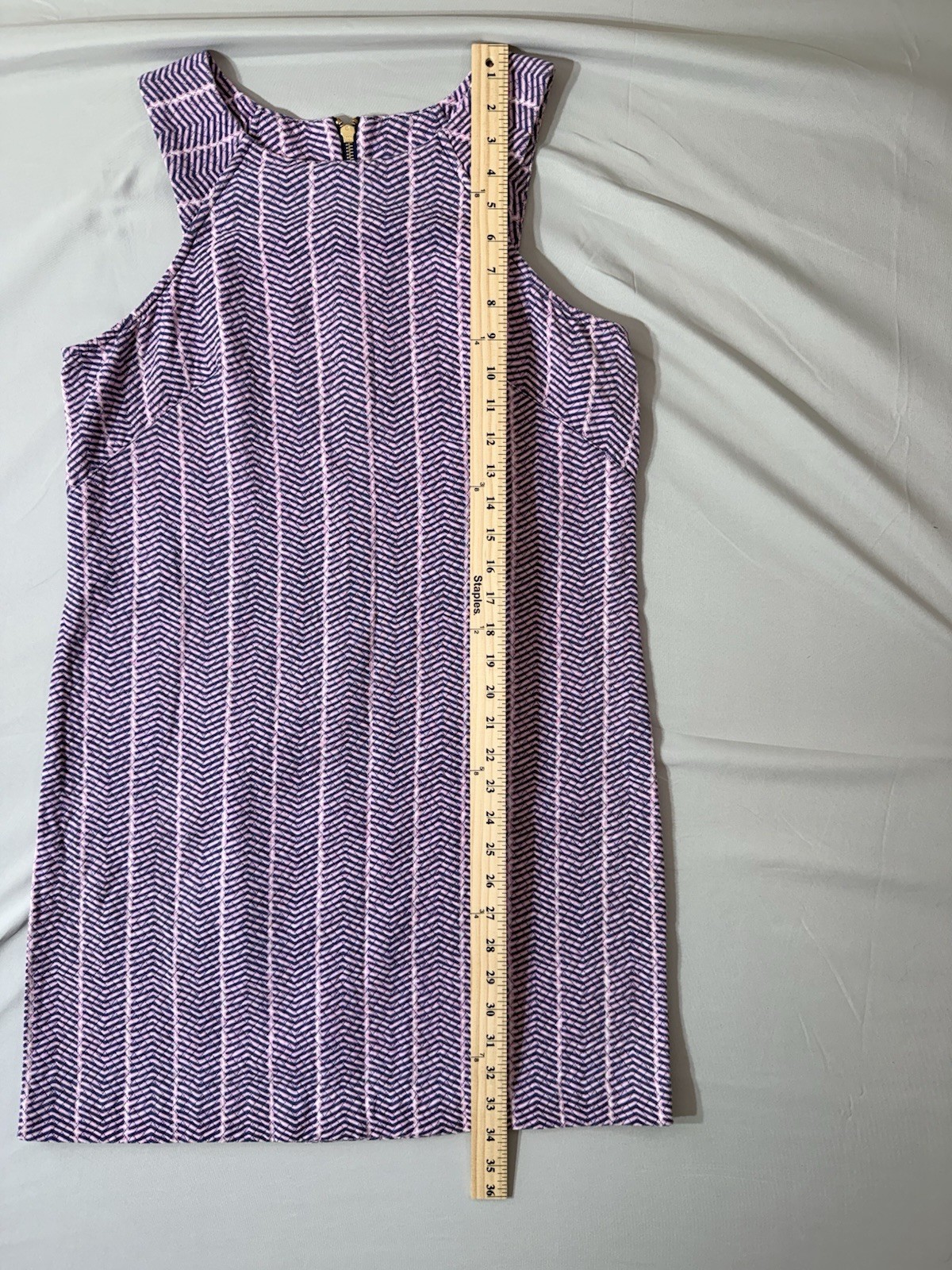 Southern Tide Chevron Shift Dress Purple Pink Navy Sleeveless 8 preppy, beachy