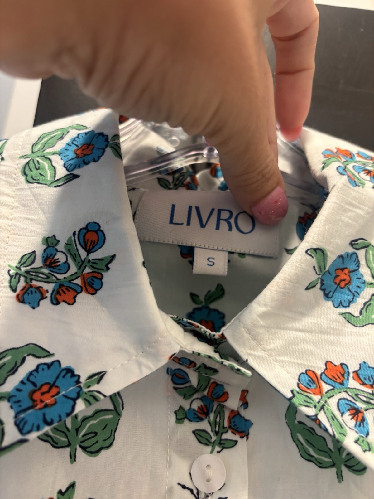 LIVRO Gibbons Dress Small Beach Sprigs NWT Maxi Shirt Dress Pockets Button