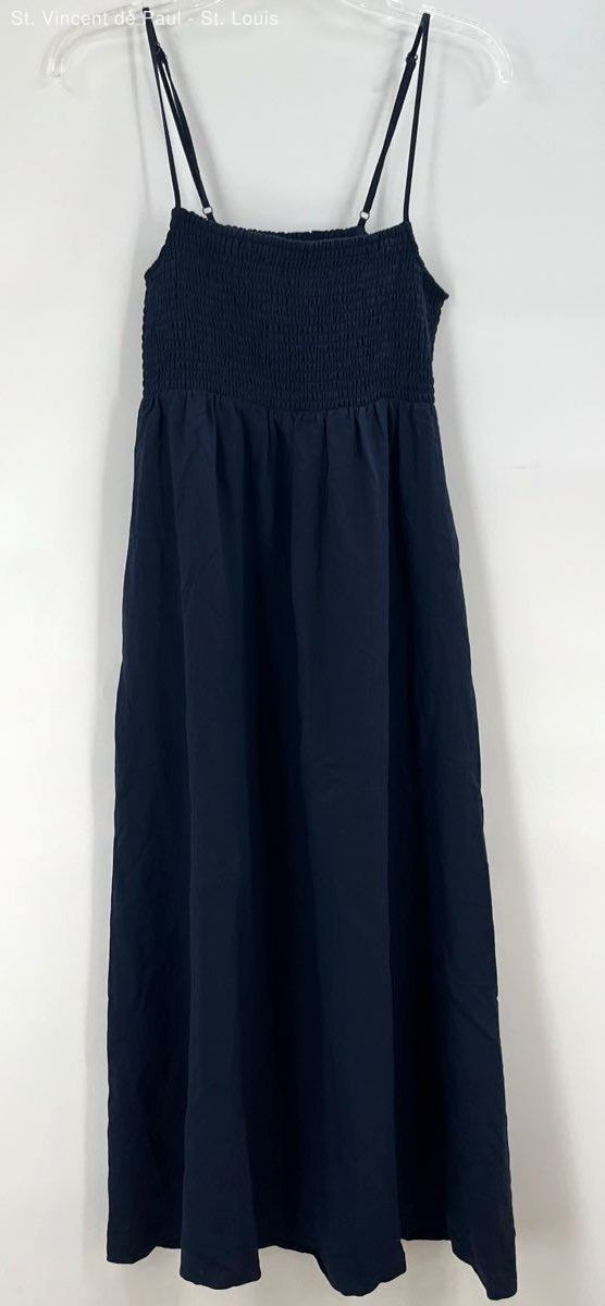 Z Supply Womens Dress Navy Solid Smocked Backless Midi Lightweight Size M New