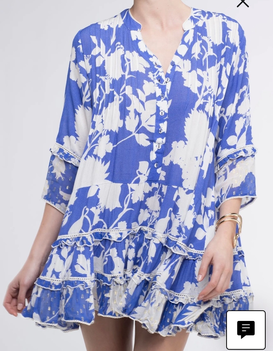 Sunday Saint Tropez Bella Ciao Flower Cover up Mini Dress Blue NWT Women Medium