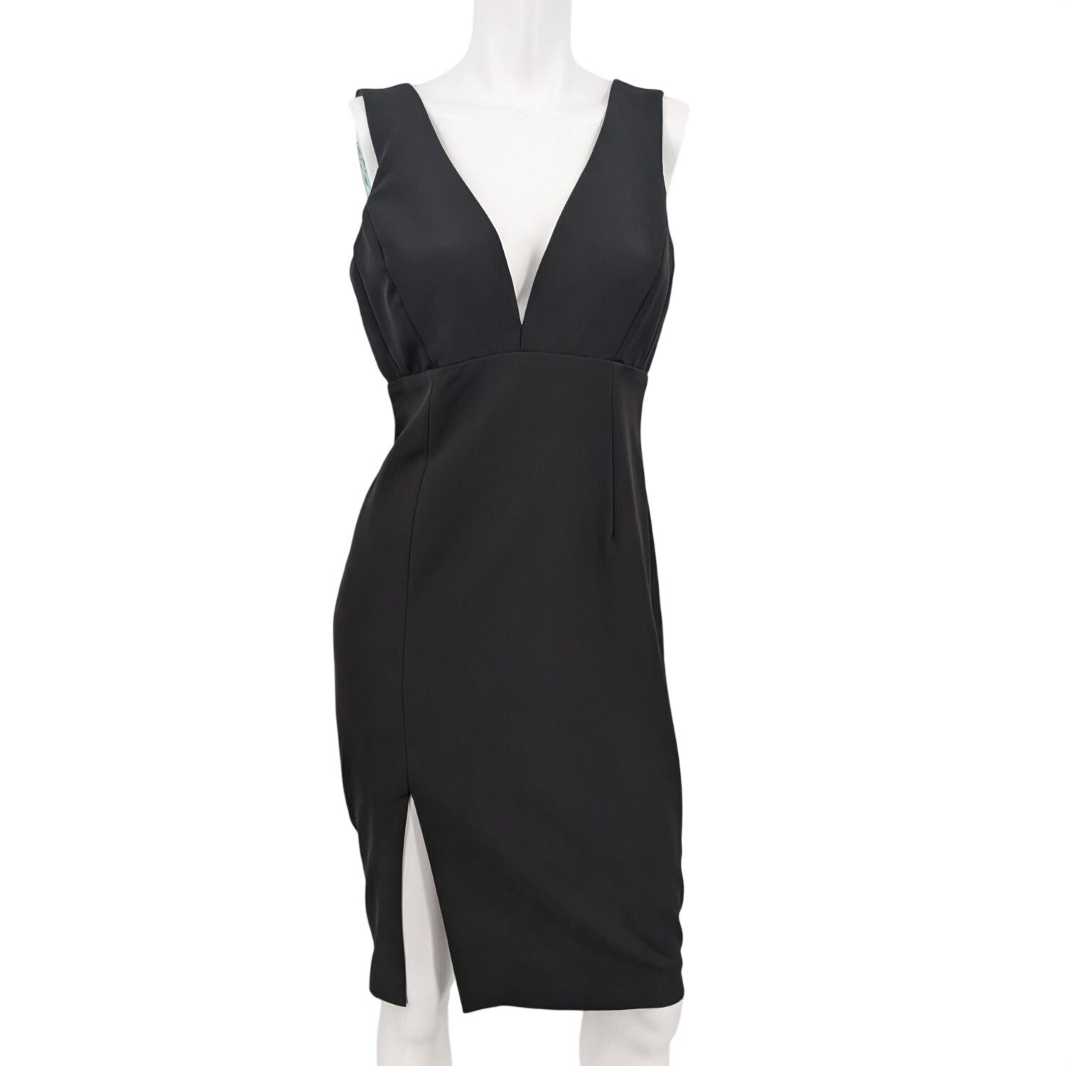 Bardot Deep V Bodycon Cocktail Dress Side Slit Quiet Luxury Glam Occasion Medium