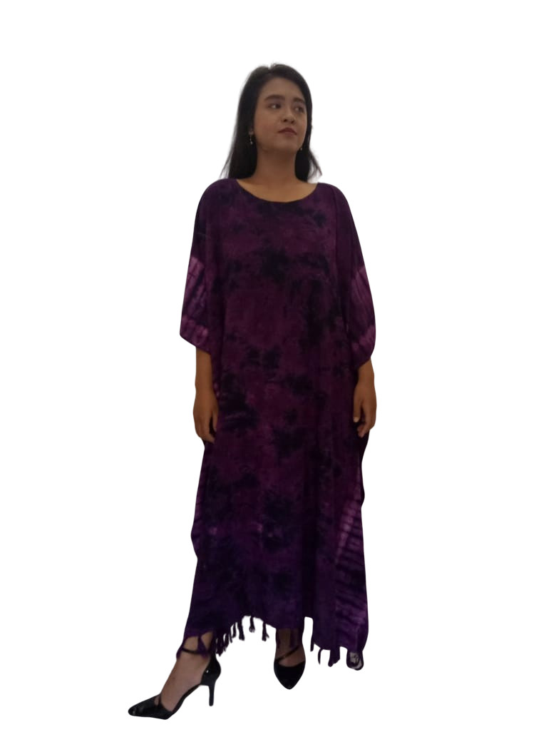 Chic Tye Dye Print Ladies Kaftan Long Ethnic Hand Made Vibrant Large Womens Cool