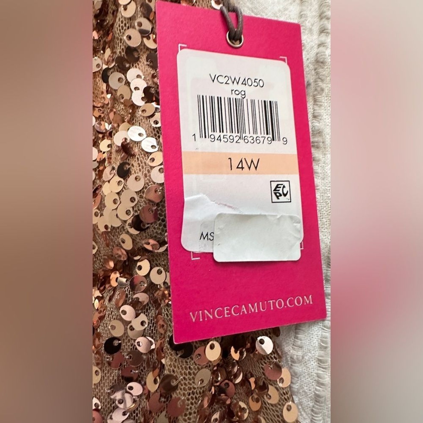 Vince Camuto Dress Copper Sequin, 14W and 16W