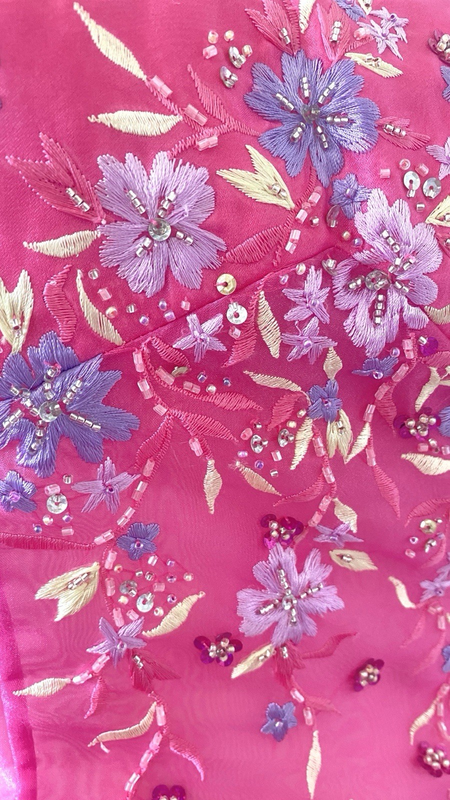 Fuchsia Strapless Floral Beaded Long Gown Dress Size 4