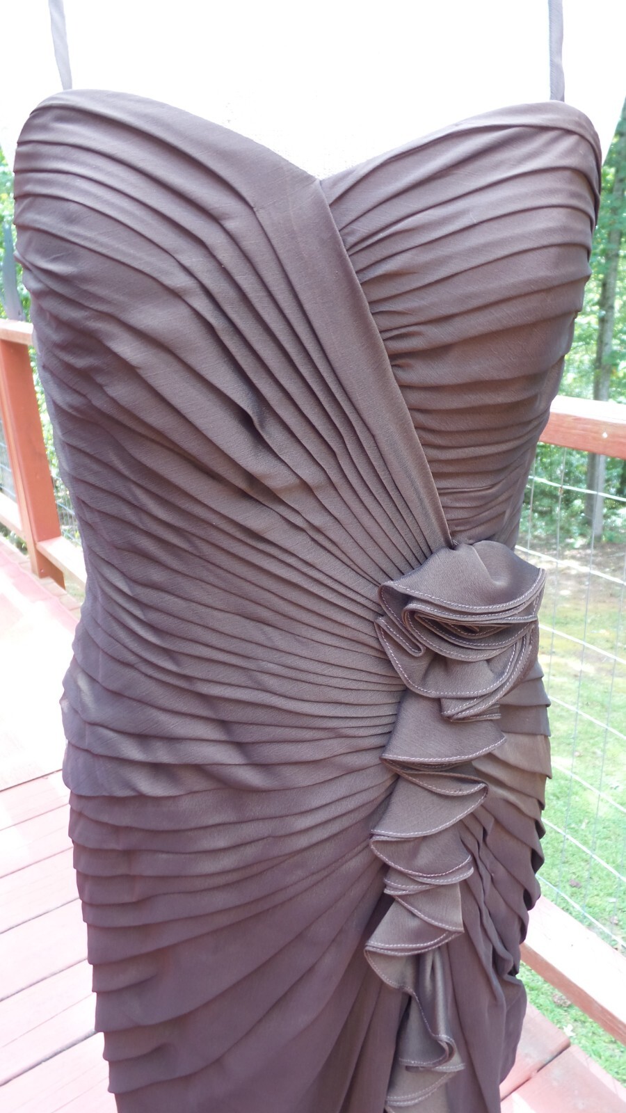 NEW- BARI JAY – Sheer Chiffon Brown Holiday Formal Evening Dress 12