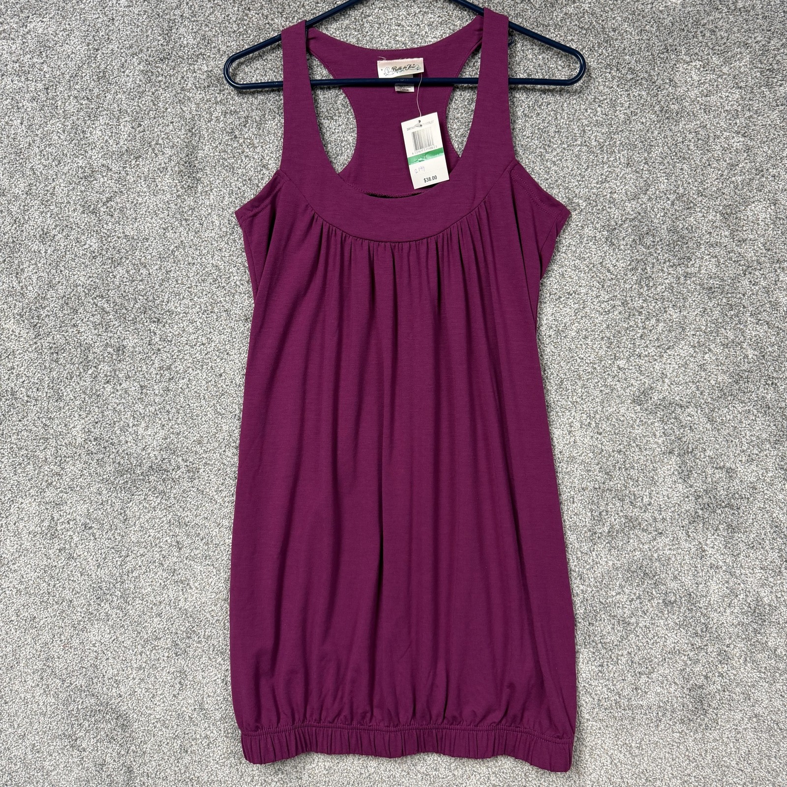 Belle Du Jour Dress L Racerback Bubble Hem Tank Casual Summer Boho Indie Sleaze