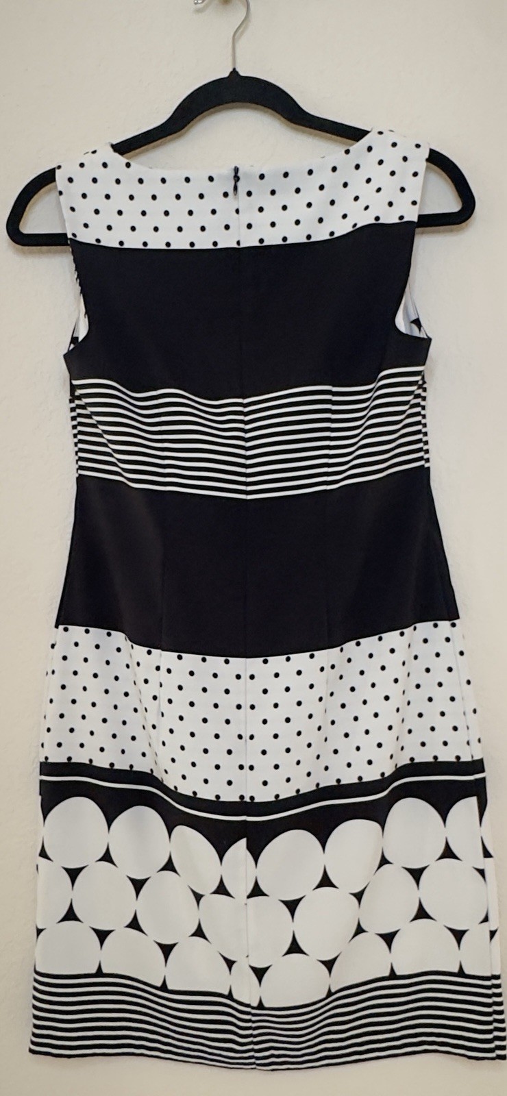 Alyx Sheath Dress Black White Polka Dot Striped Sleeveless Size 4