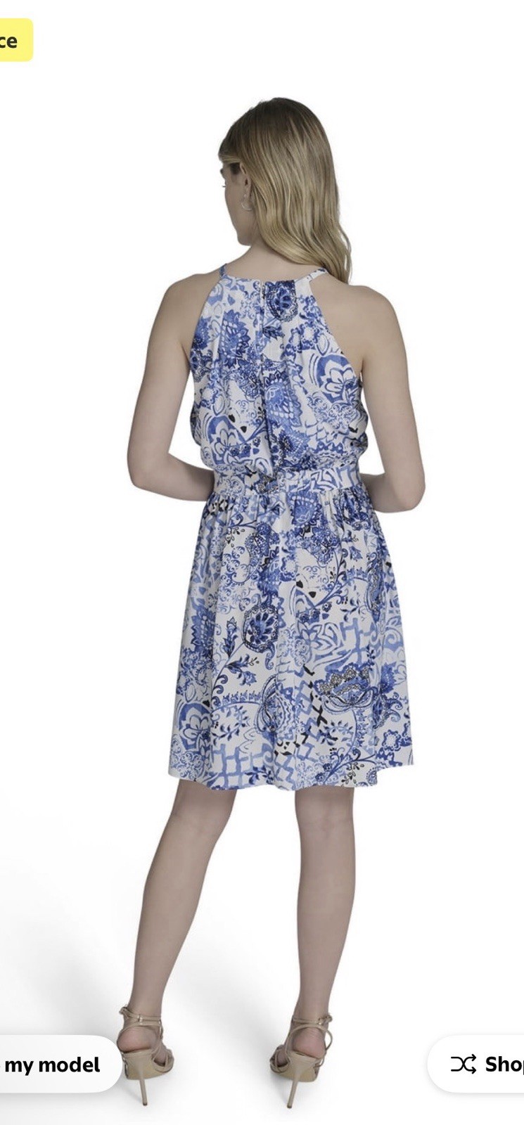 💙 Falling Flowers Blue & White Halter Dress | NWT | Size M
