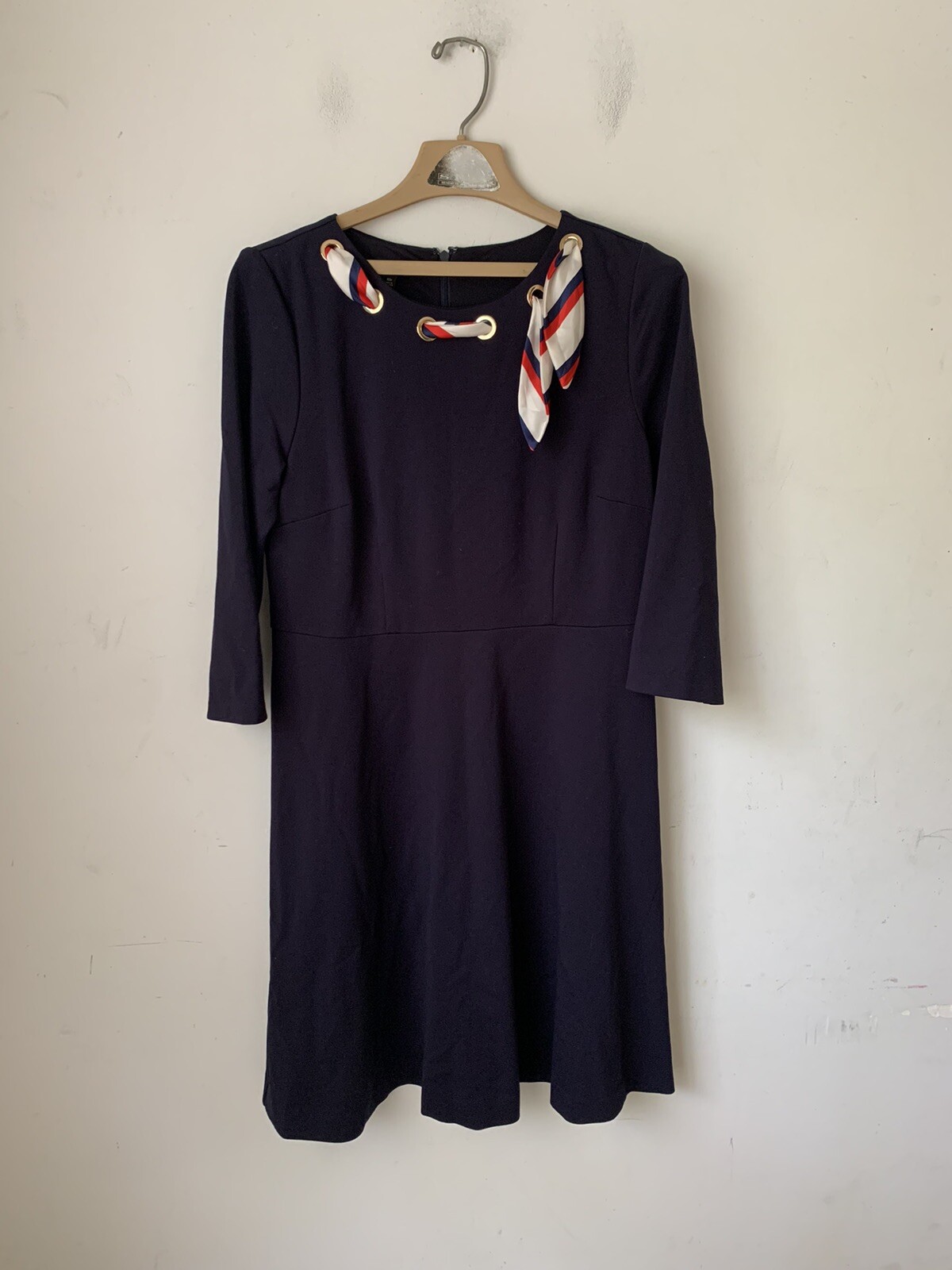 Talbots Womens Dress 10 Petite Blue Preppy Nautical Patriotic Spring Office Navy