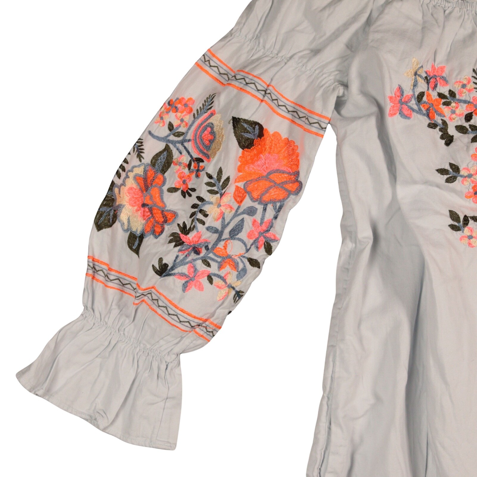 Free People Boho Dress Size Medium Off Shoulder Embroidered Festival Applique