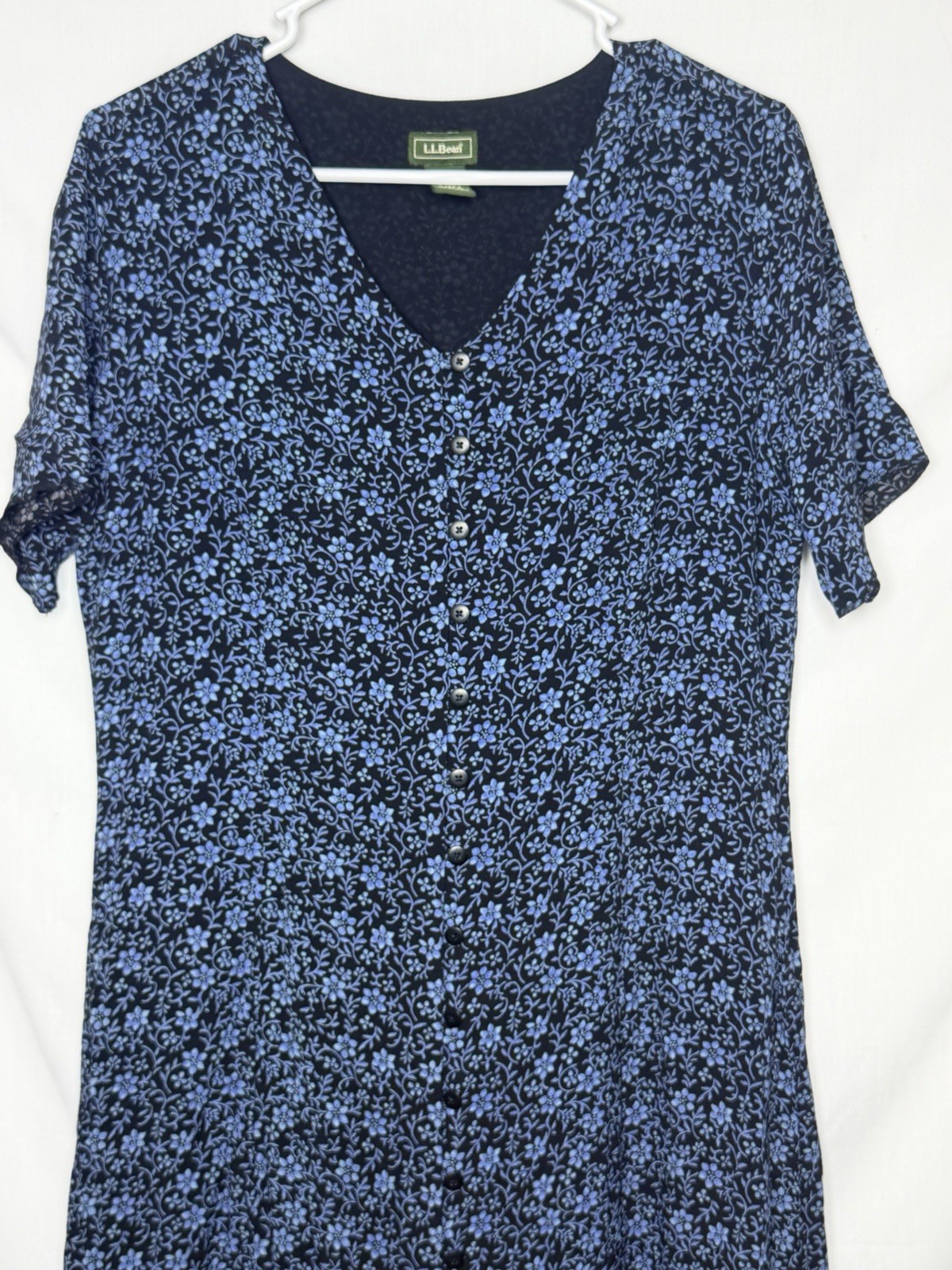 L.L. Bean Vintage Timeless 90s Floral Midi Dress Modest Womens 12 Cottagecore
