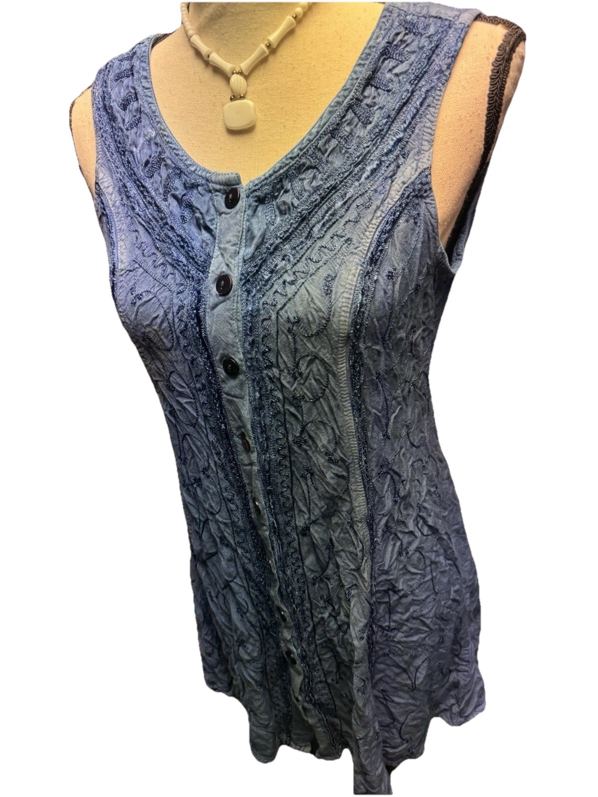 Y2K Whimsygoth Vintage My Choice Shift Midi Sleeveless Dress Boho XL Blue