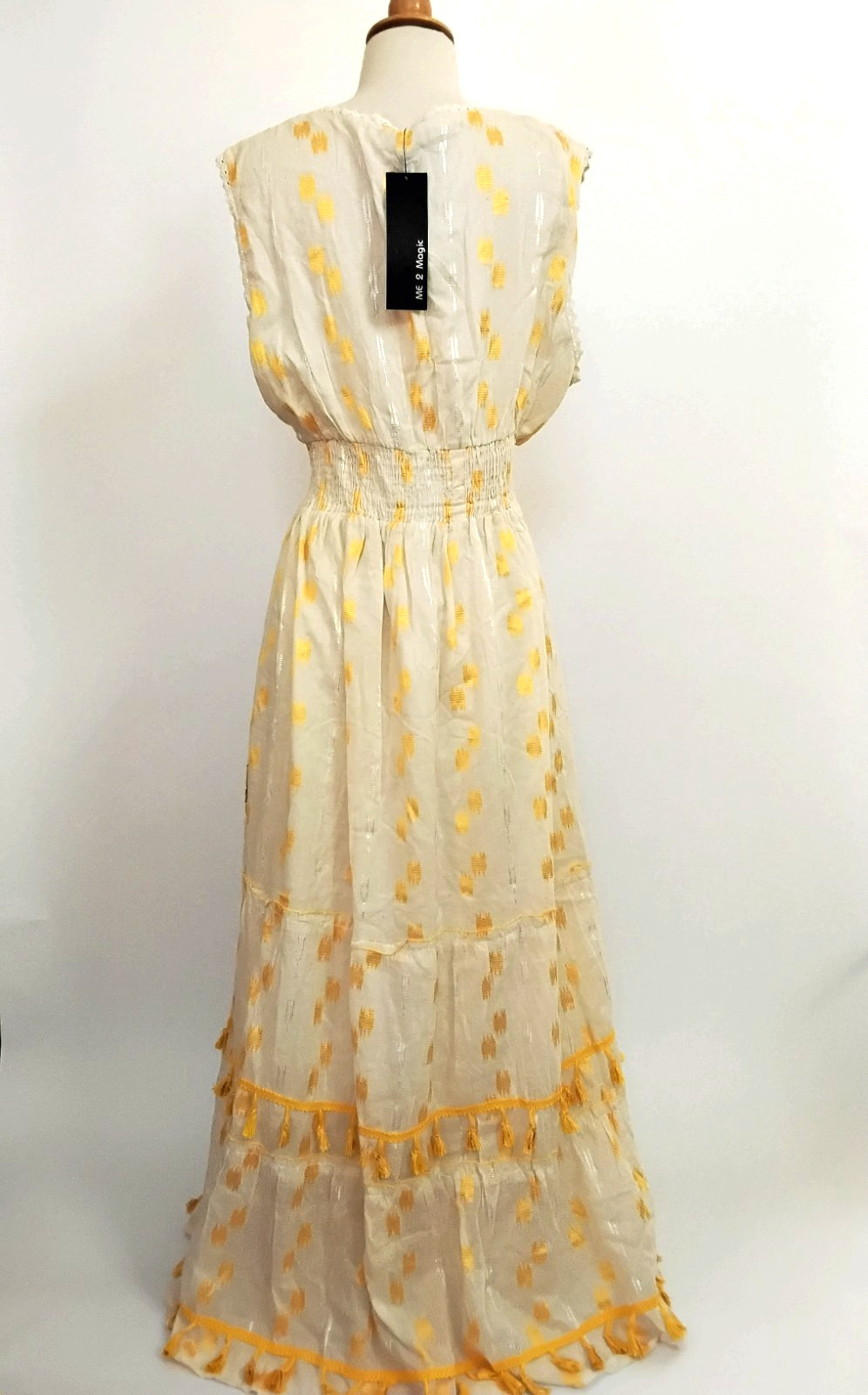 NWT Me 2 Magic Anthropologie Maxi Dress 1X Cream Yellow Gold Embroidered Boho