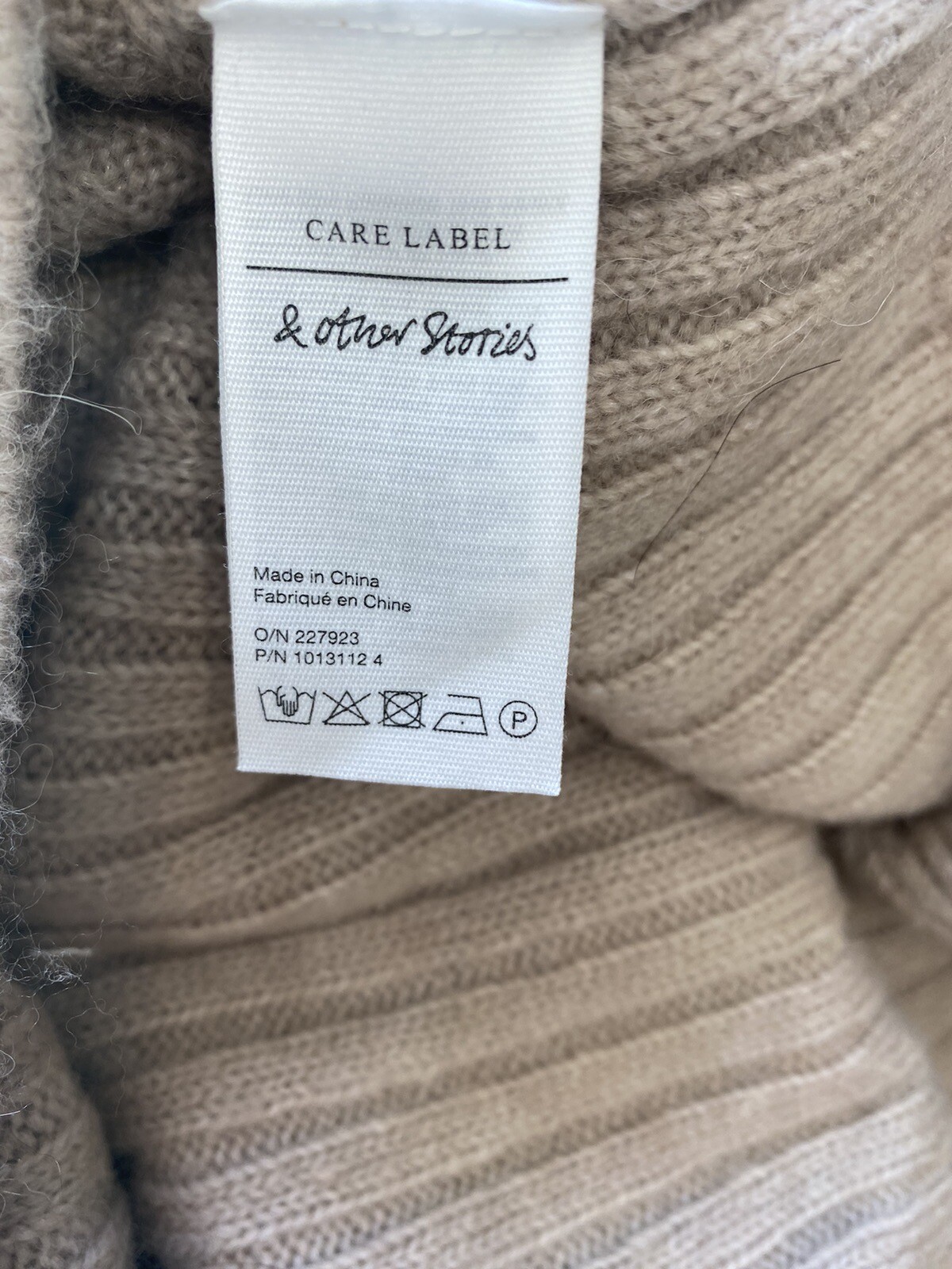 & Other Stories Turtleneck Wool Blend Ribbed Sweater Mini Dress Size S NEW Beige