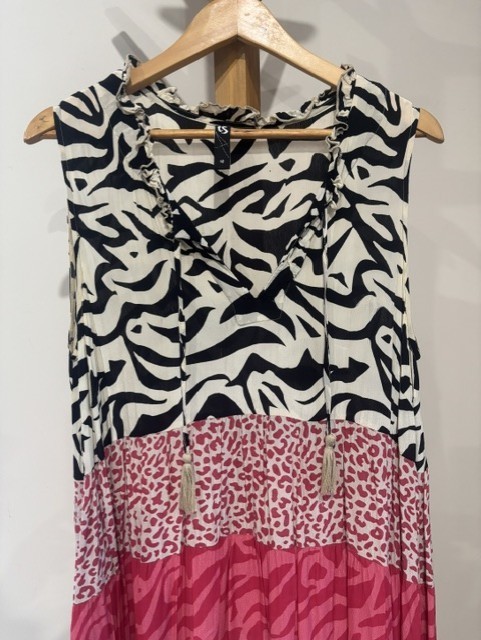Taking Shape “Natural Animal” Tiered Maxi Dress – 100% Viscose sz 12