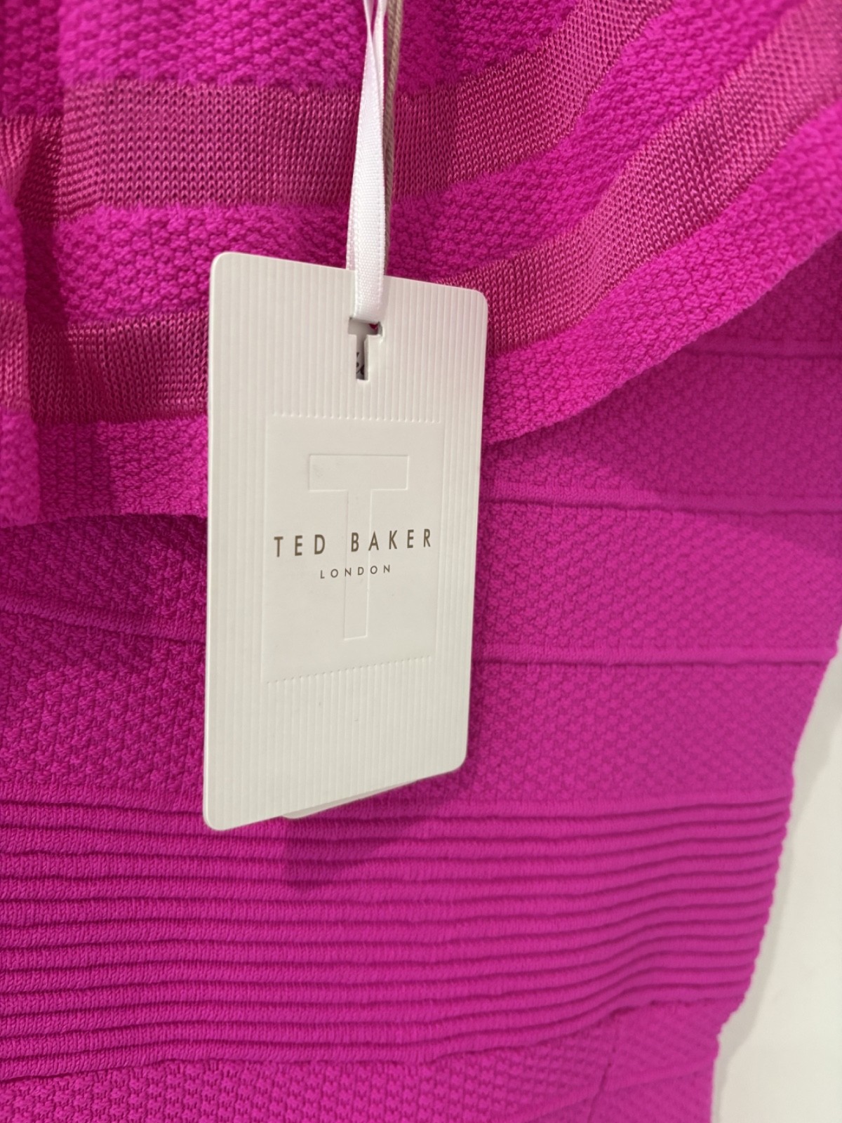 Ted Baker Neon Pink One Shoulder Knitted Dress UK 8 BNWT RRP £149 Occasion Dress