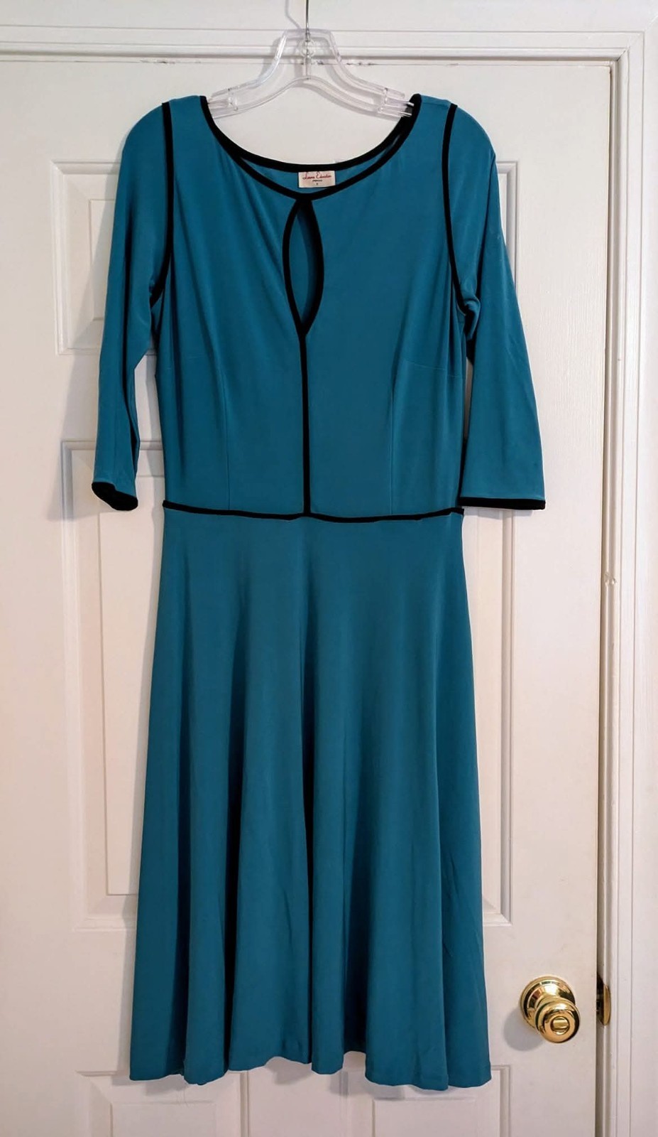 Leona Edmiston Midi Dress Peacock Blue Jersey Sz M Teal Whimsical