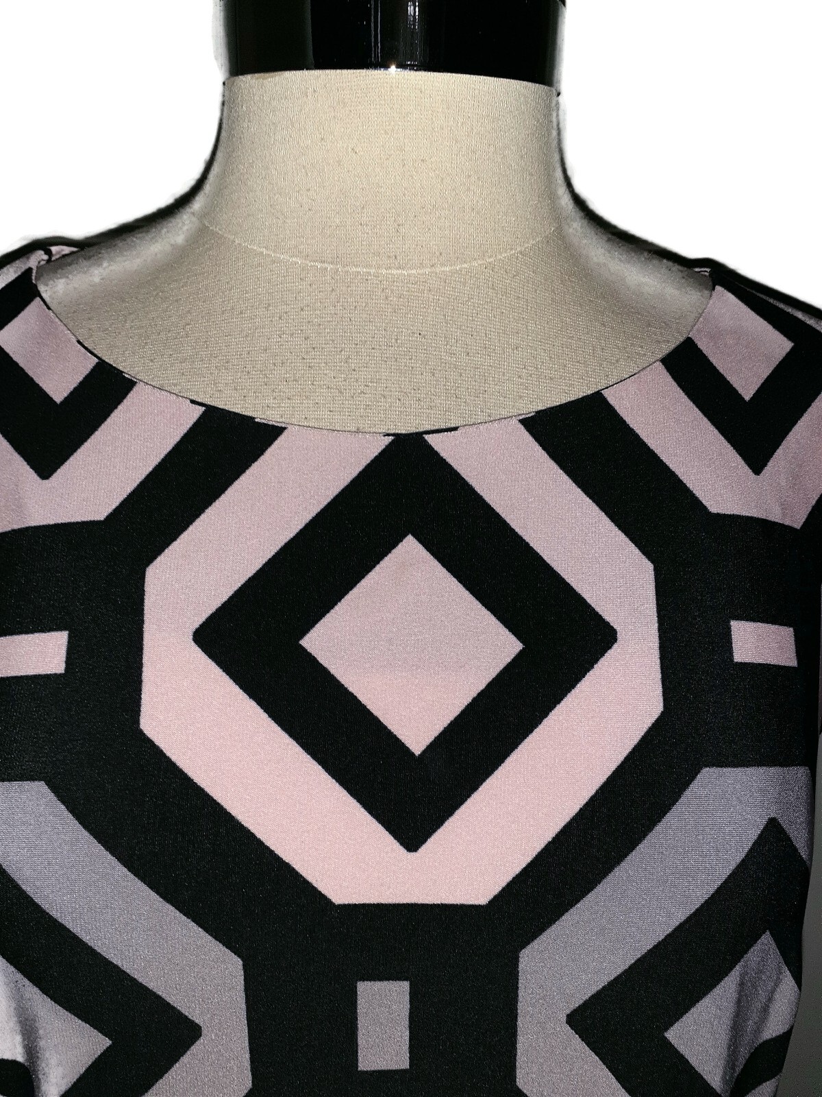 CONNECTED Size 12 Shift Dress Black Pink Grey Cap Sleeve Knee Length Stretch