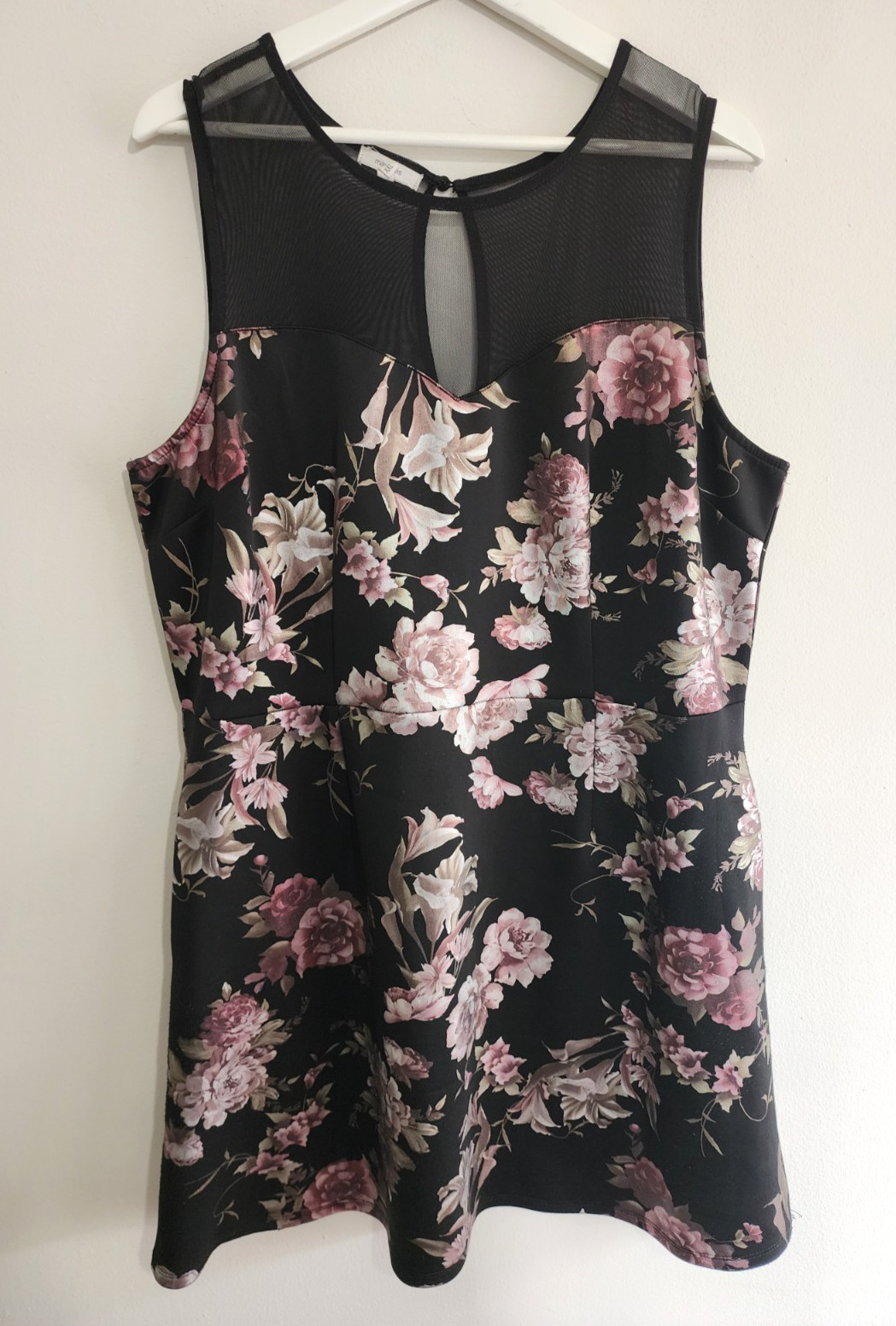 Maurices Women’s XXL Sleeveless Mesh Dress Black Pink Multi Metallic Floral