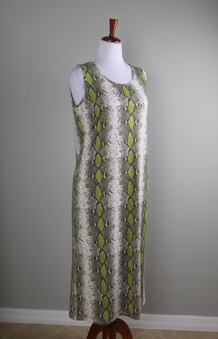 THE PYRAMID COLLECTION $89 Soft Stretch Snake Python Midi Tank Dress Size Large
