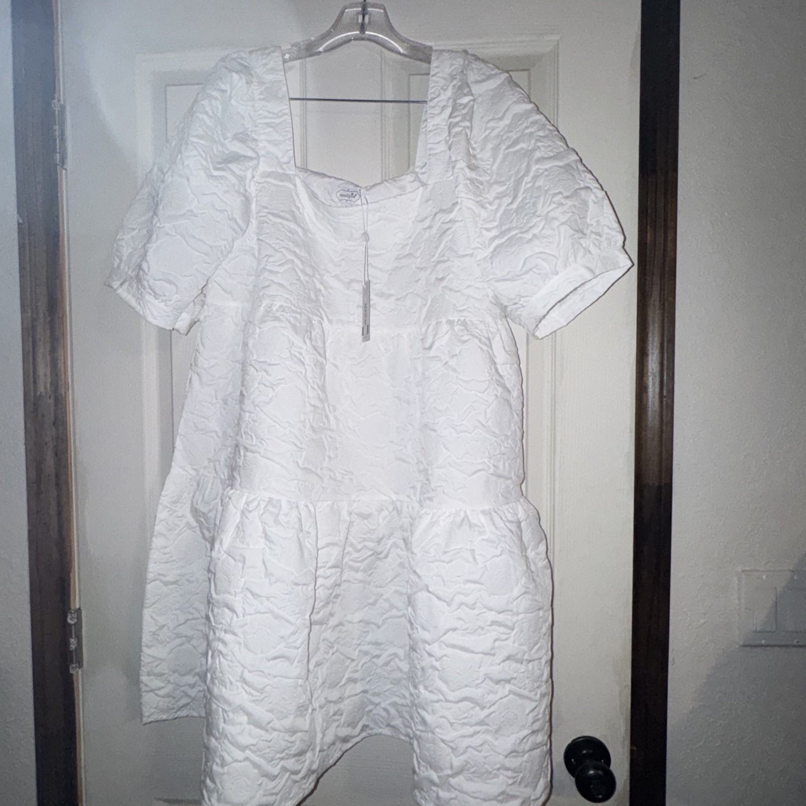 NWT Mud Pie Womens Mud Pie Barbara Women’s Tiered Dress – Color White – Size L