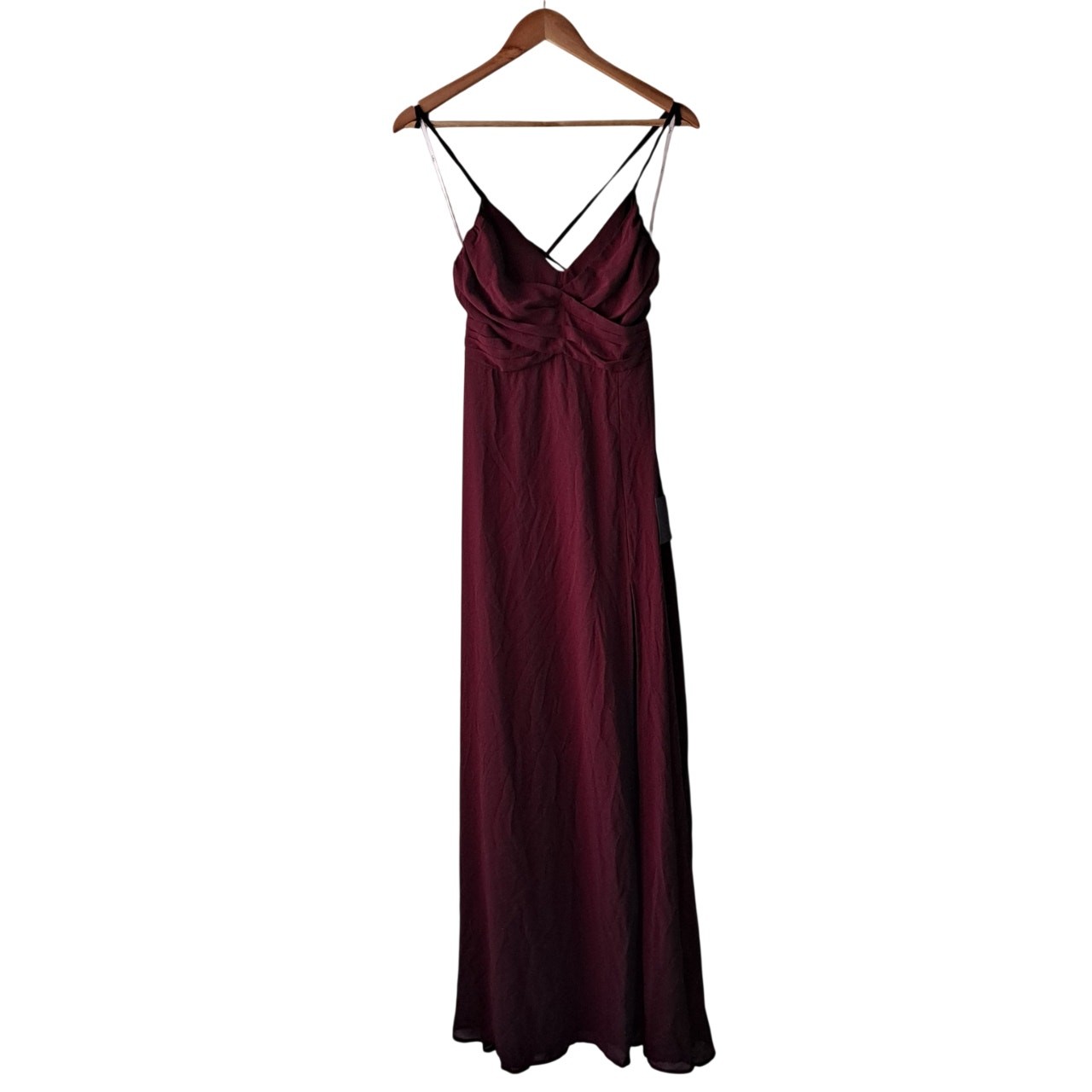 Lulus Event Ready Dress Backless Lace-Up Maxi A-Line Burgundy Women’s Size S