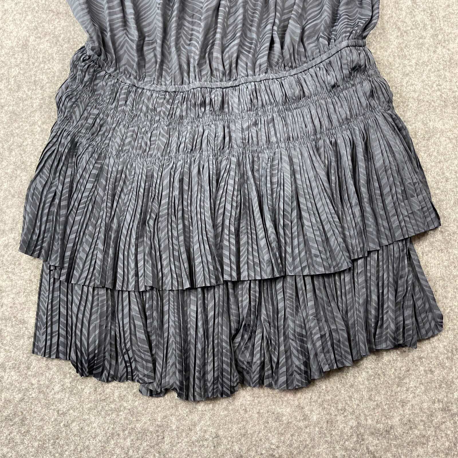 Current Air Tiered Mini Dress Long Sleeves Medium Blue Pleated
