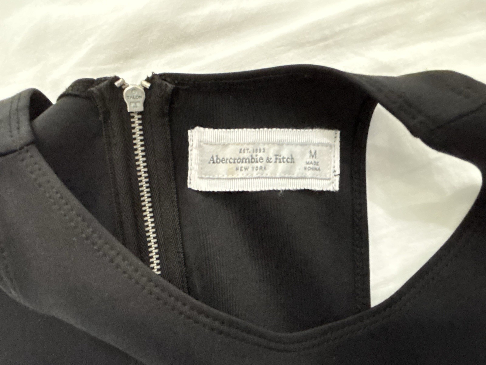 Abercrombie & Fitch Black Scuba Fit & Flare Zip-Back Stretch Dress, Size M