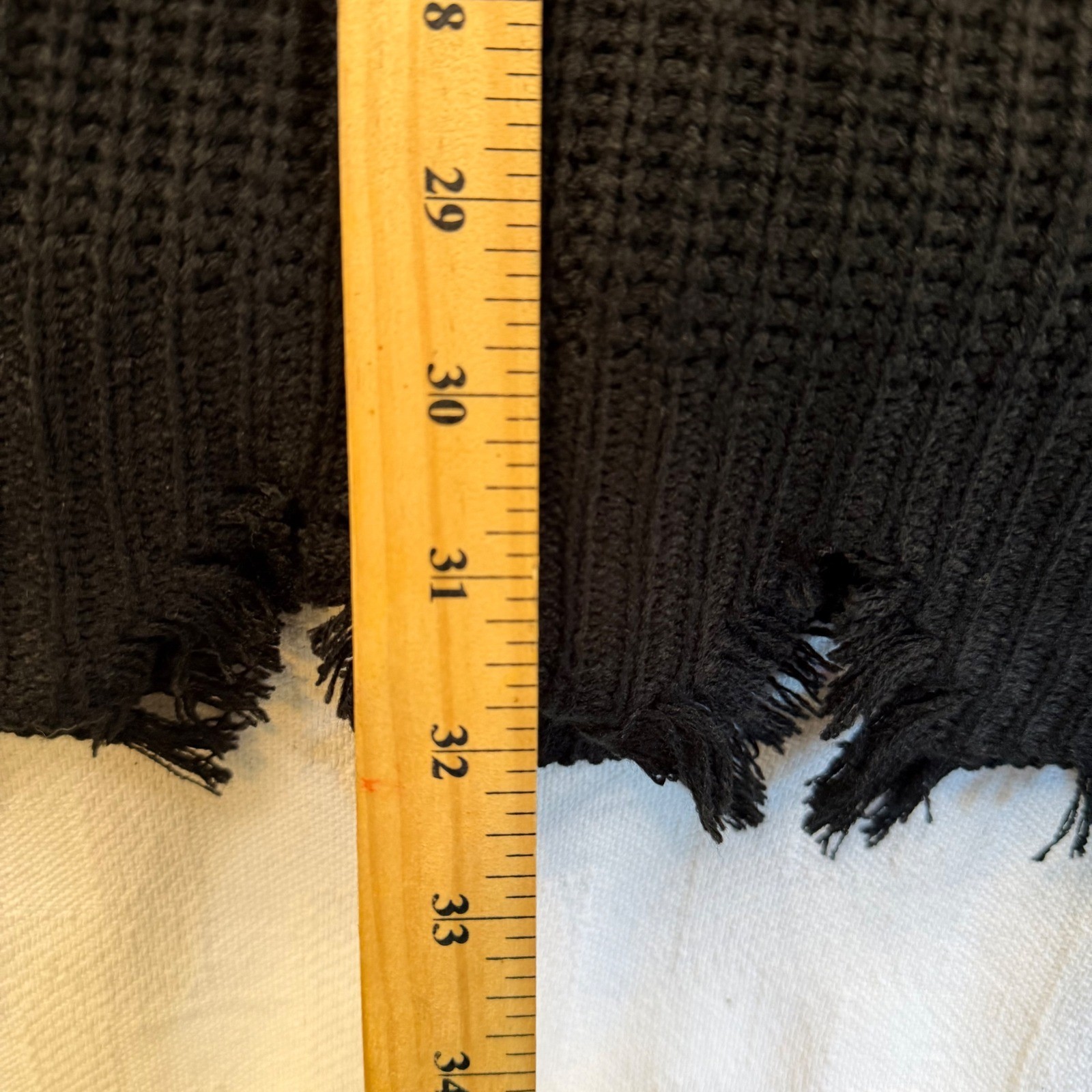 No Comment Black Waffle Knit Distressed Hooded Sweater Dress Large NEW