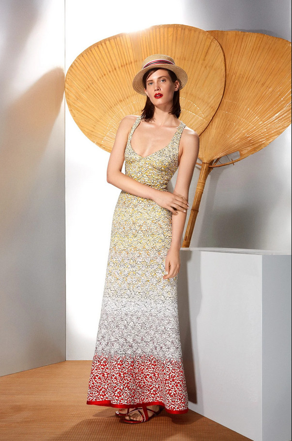 Missoni Ombre Lace Knit A-line Deep V-neck Gown sz XS /EU 40 $2725 Made in Italy