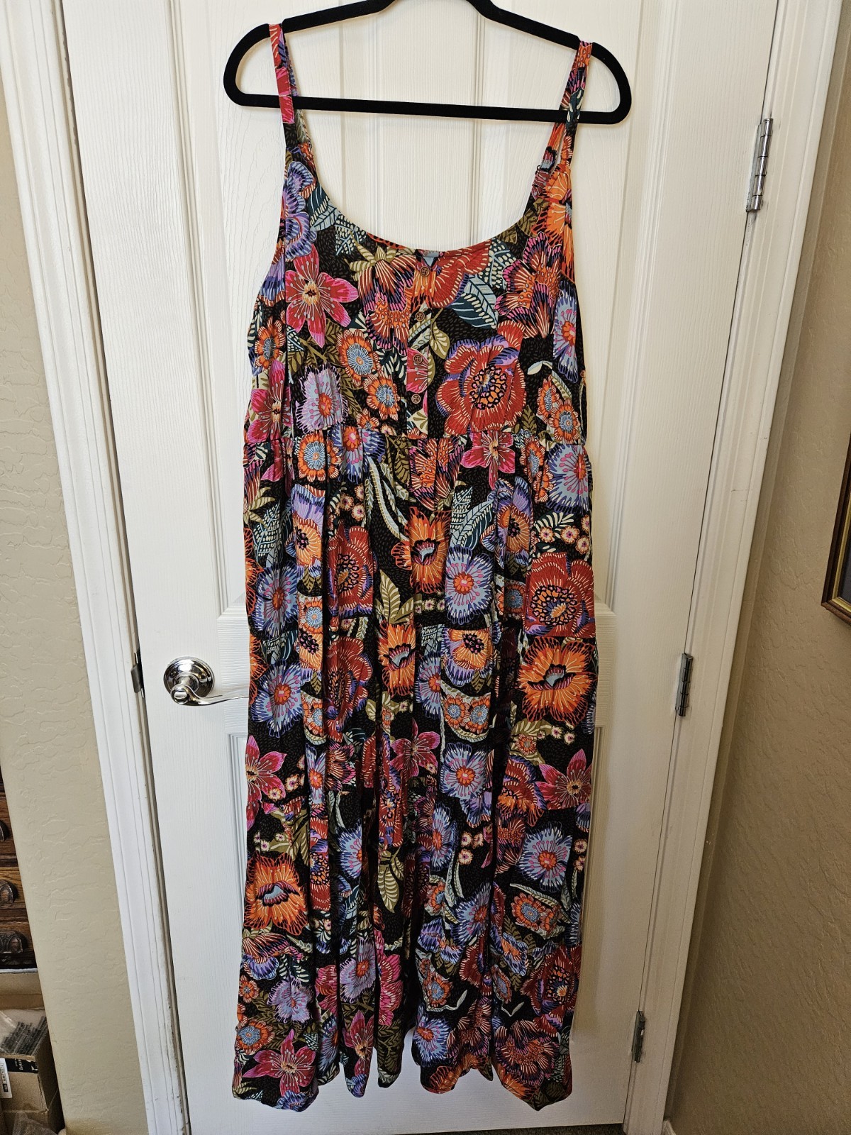 NWT Torrid Seersucker Elastic Waist Floral Side Pockets Tiered Maxi Dress 3X