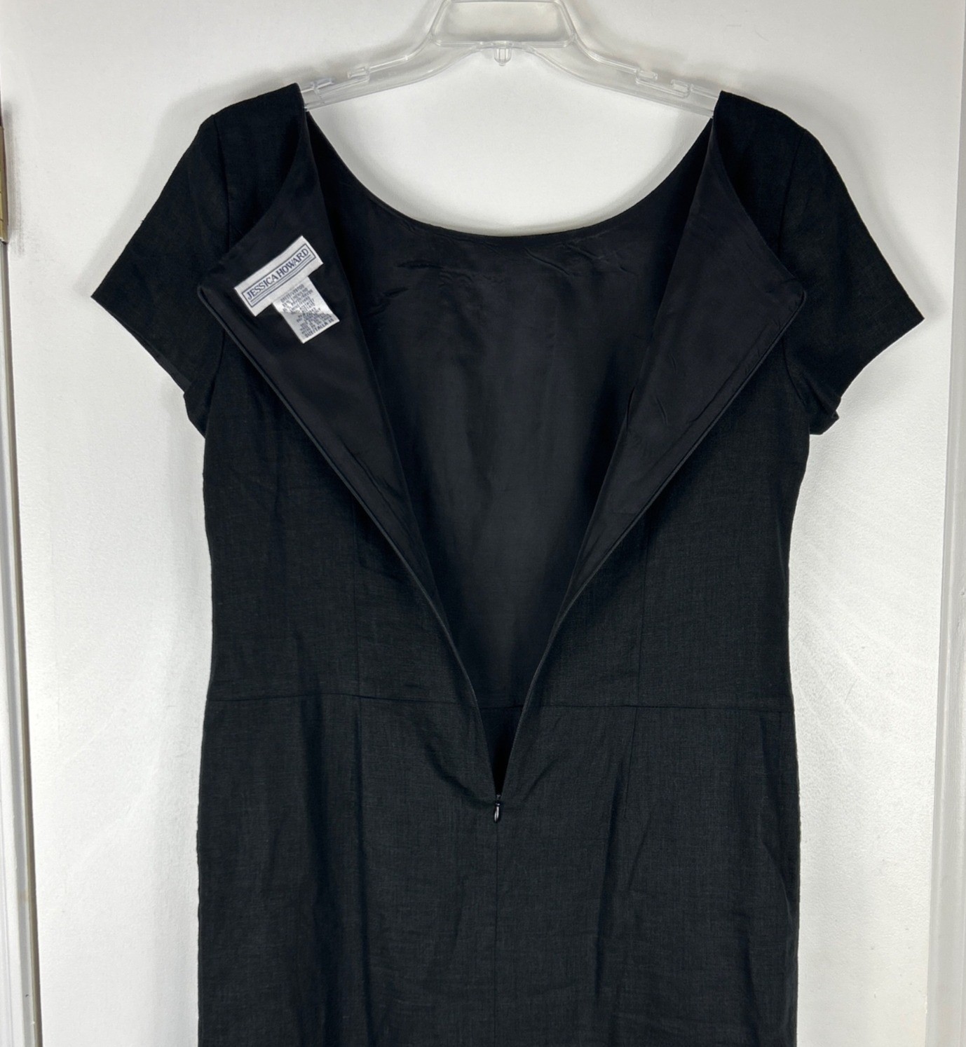 Jessica Howard Black Short Sleeve Linen Blend Maxi Dress Size 14