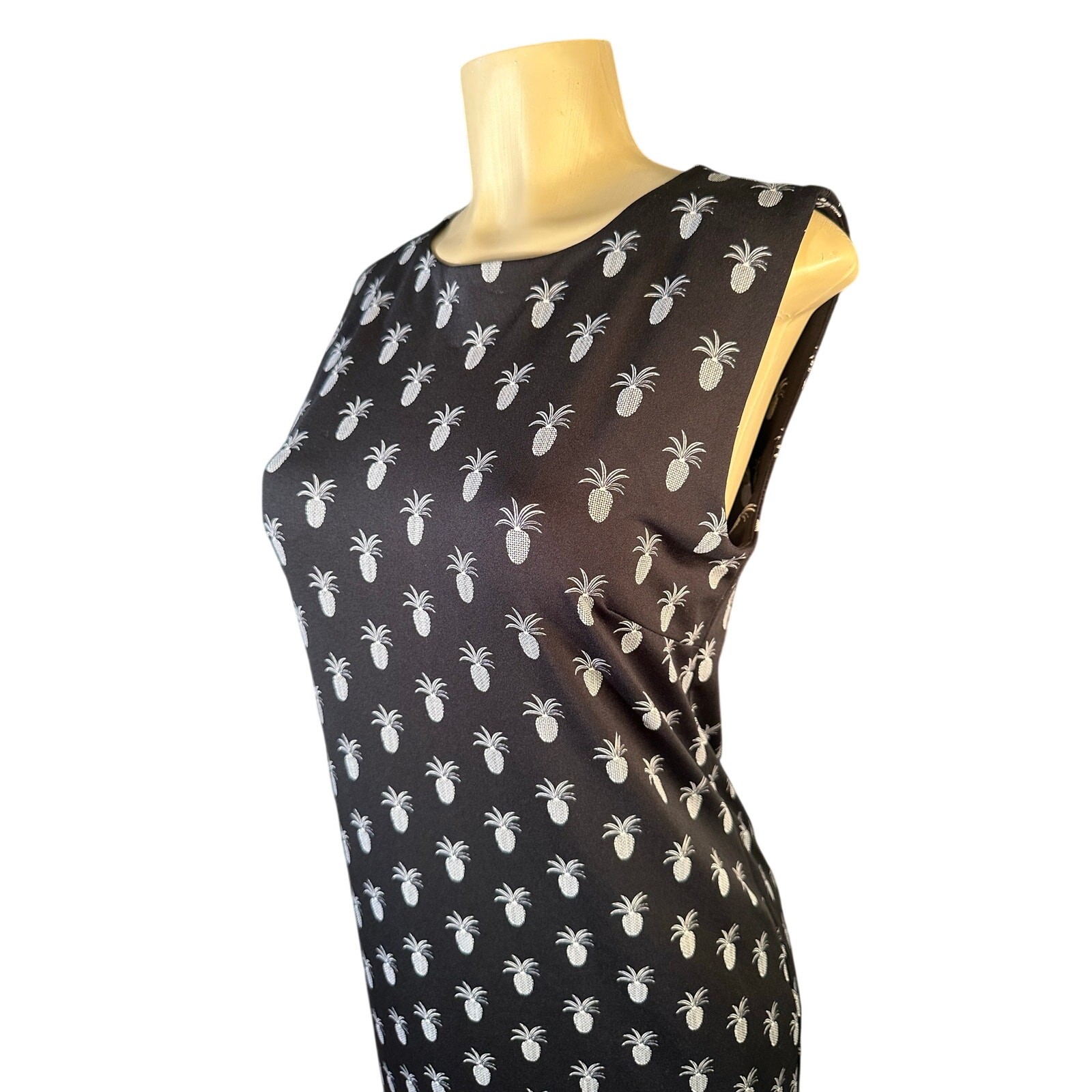 Women M Margaret M Black Pineapple Print Dress Canada Stretchy Office Work