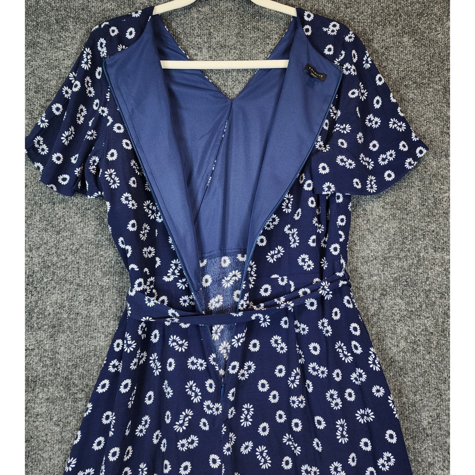 Talbots Daisy Floral Viscose Tie Waist Midi Fit & Flare Dress Women’s Size 8